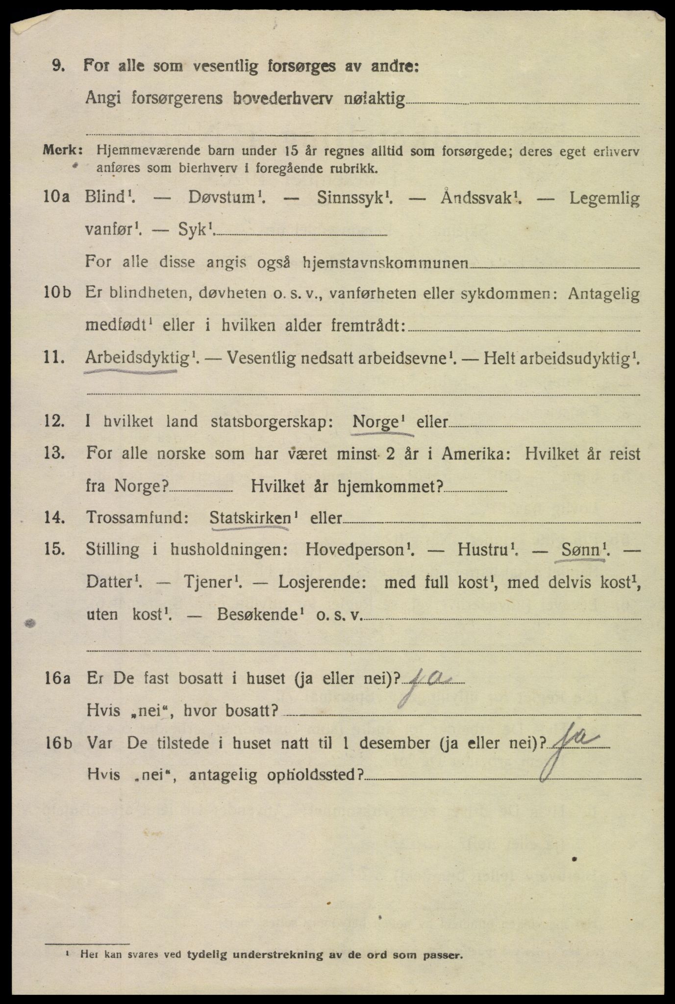 SAK, 1920 census for Vegårshei, 1920, p. 2925