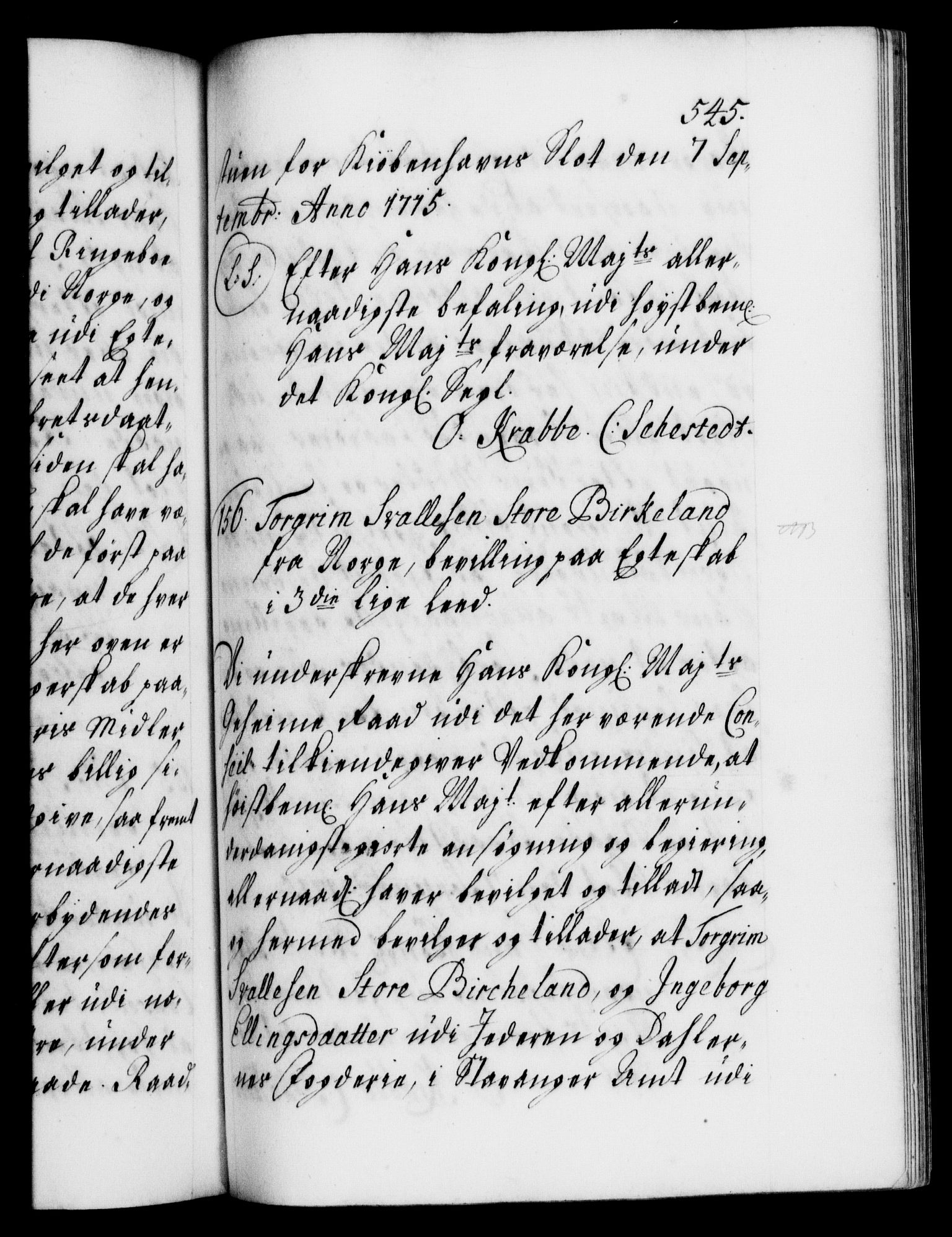 Danske Kanselli 1572-1799, AV/RA-EA-3023/F/Fc/Fca/Fcaa/L0021: Norske registre, 1712-1715, p. 545a