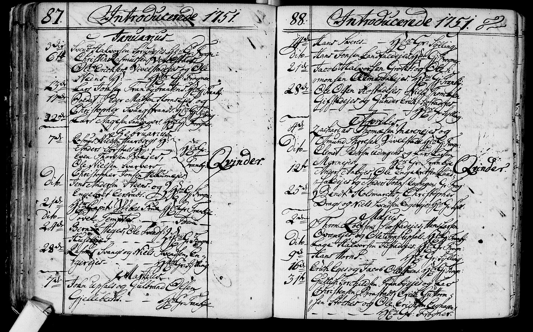 Lier kirkebøker, SAKO/A-230/F/Fa/L0004: Parish register (official) no. I 4, 1749-1764, p. 87-88
