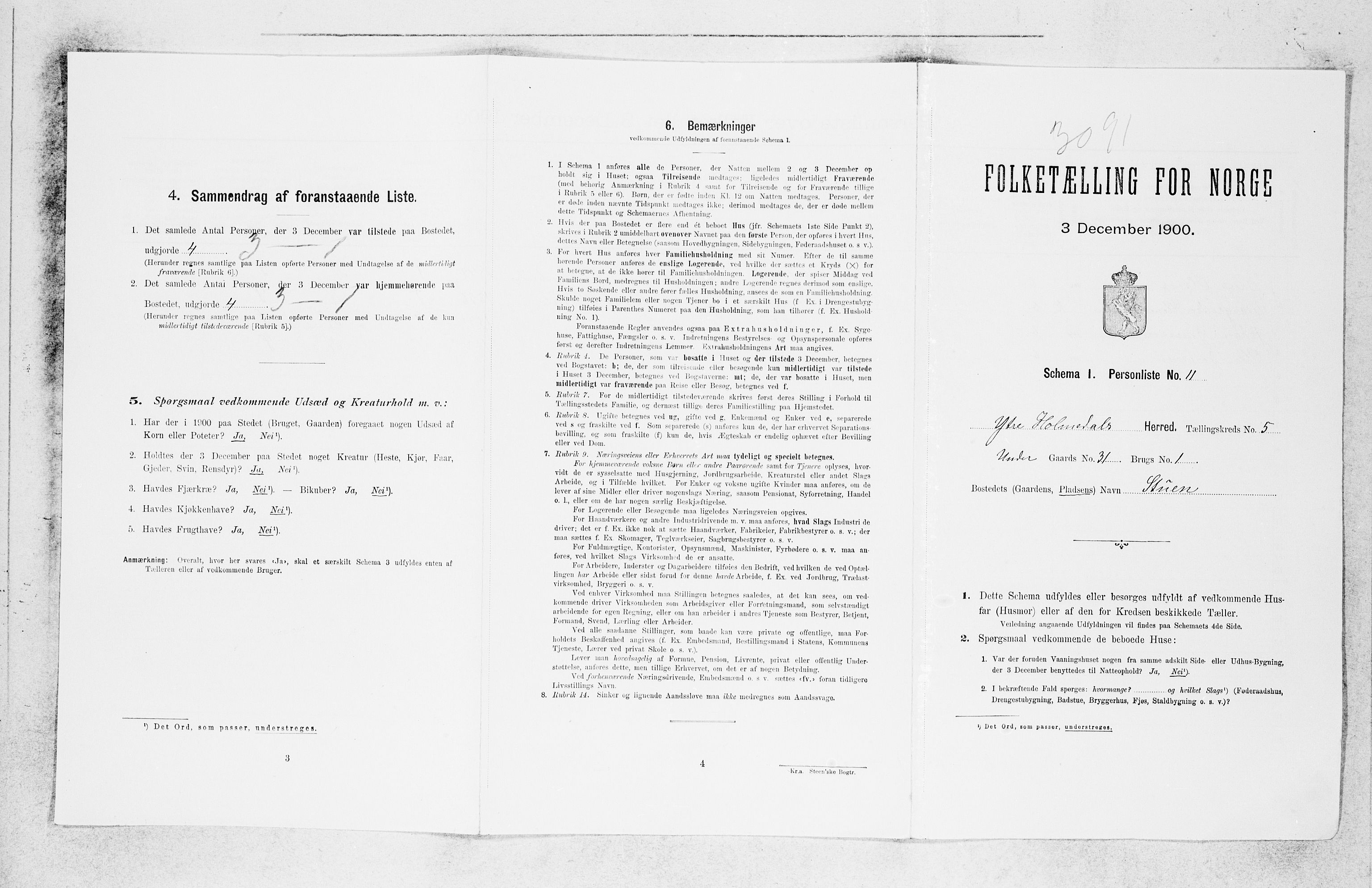 SAB, 1900 census for Ytre Holmedal, 1900, p. 431