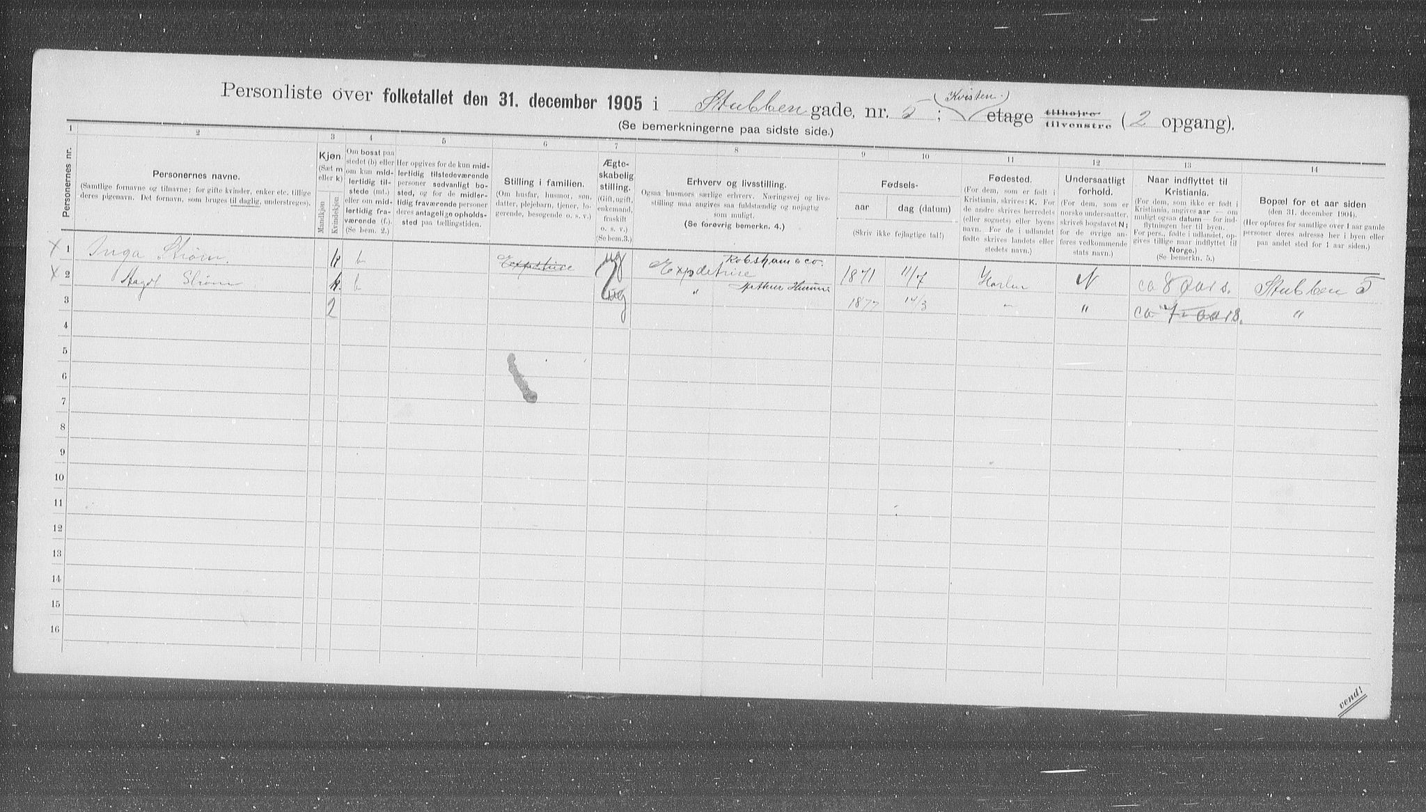 OBA, Municipal Census 1905 for Kristiania, 1905, p. 54706