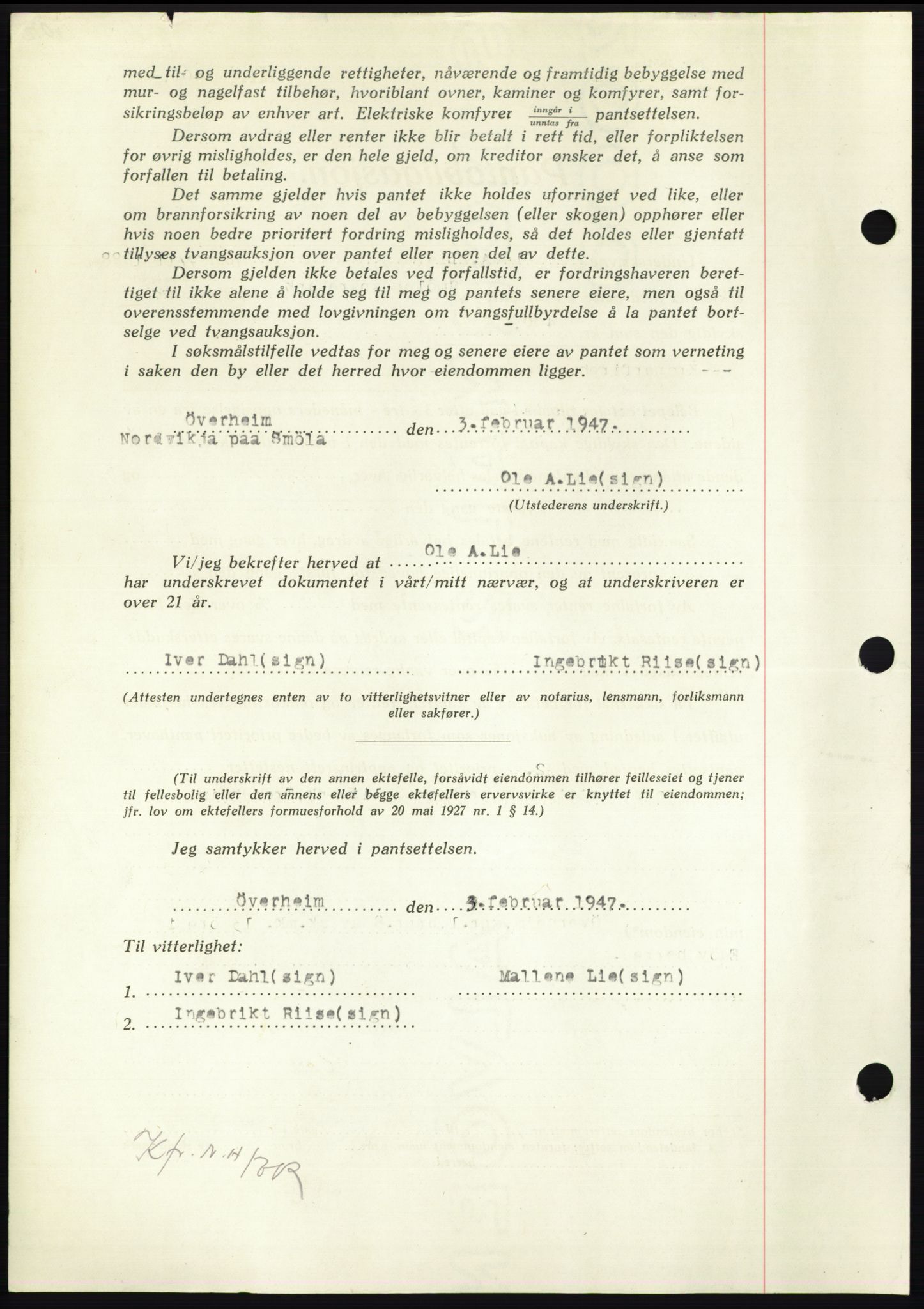 Nordmøre sorenskriveri, AV/SAT-A-4132/1/2/2Ca: Mortgage book no. B95, 1946-1947, Diary no: : 674/1947