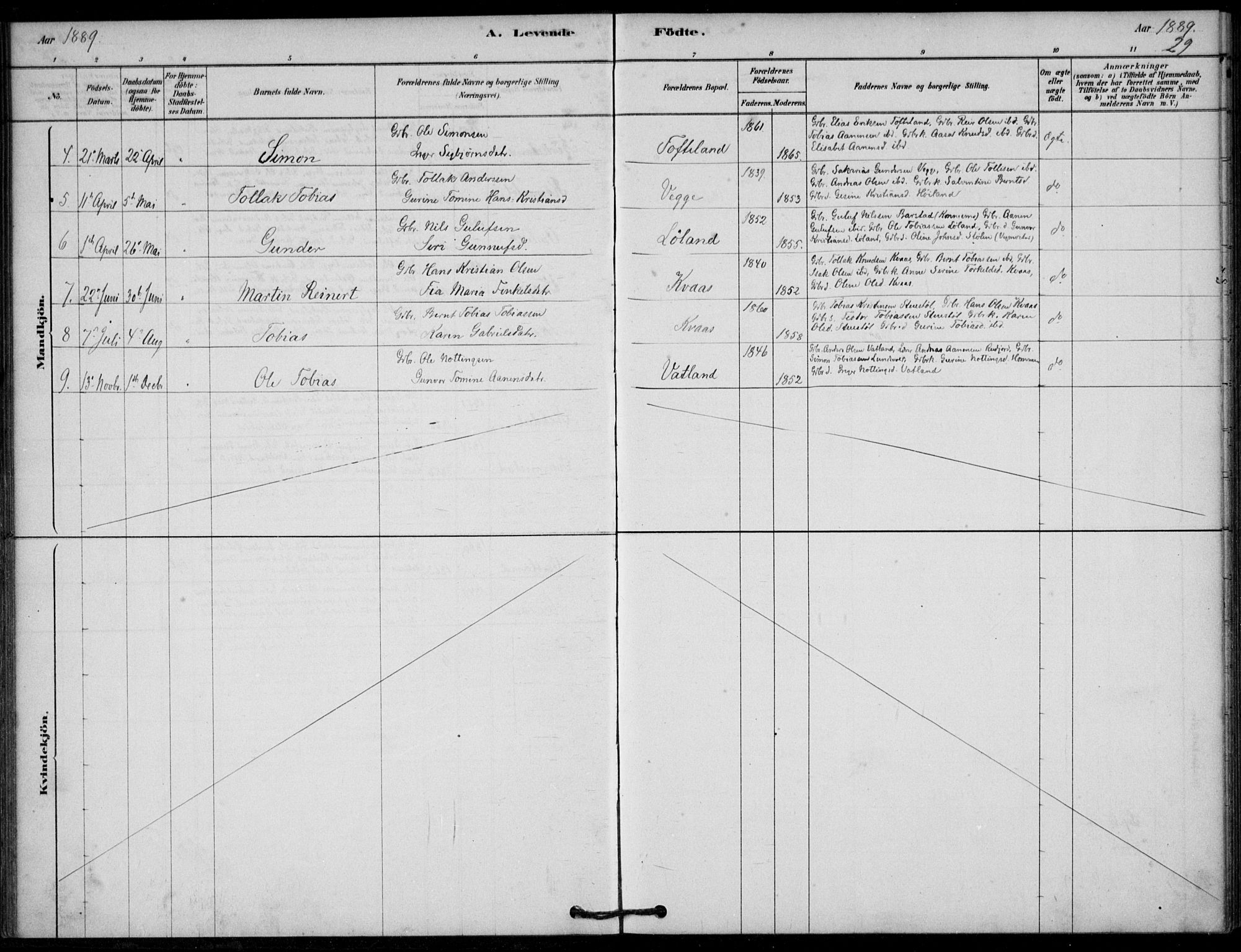Lyngdal sokneprestkontor, SAK/1111-0029/F/Fa/Fab/L0003: Parish register (official) no. A 3, 1878-1903, p. 29