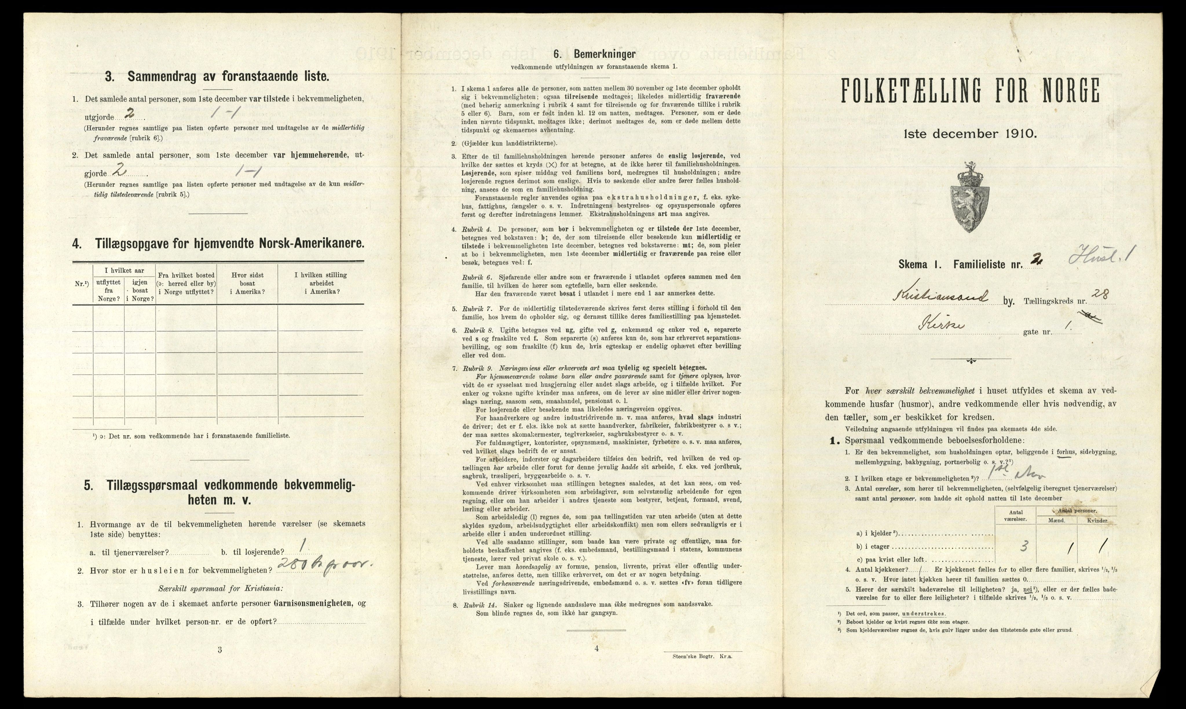 RA, 1910 census for Kristiansand, 1910, p. 7296