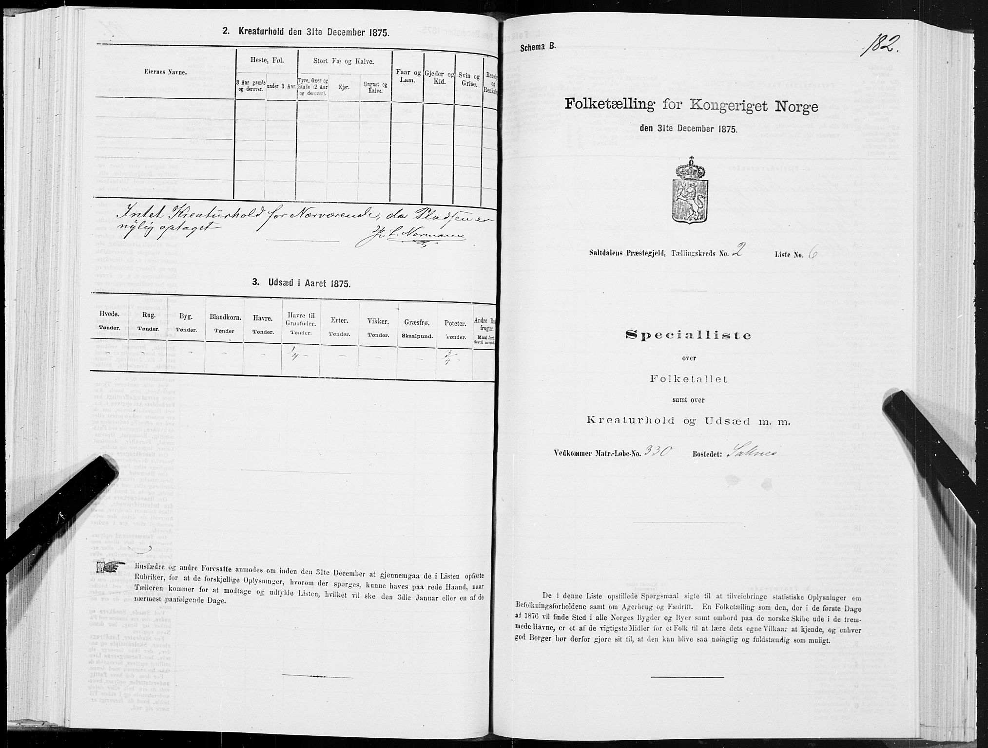 SAT, 1875 census for 1840P Saltdal, 1875, p. 1182