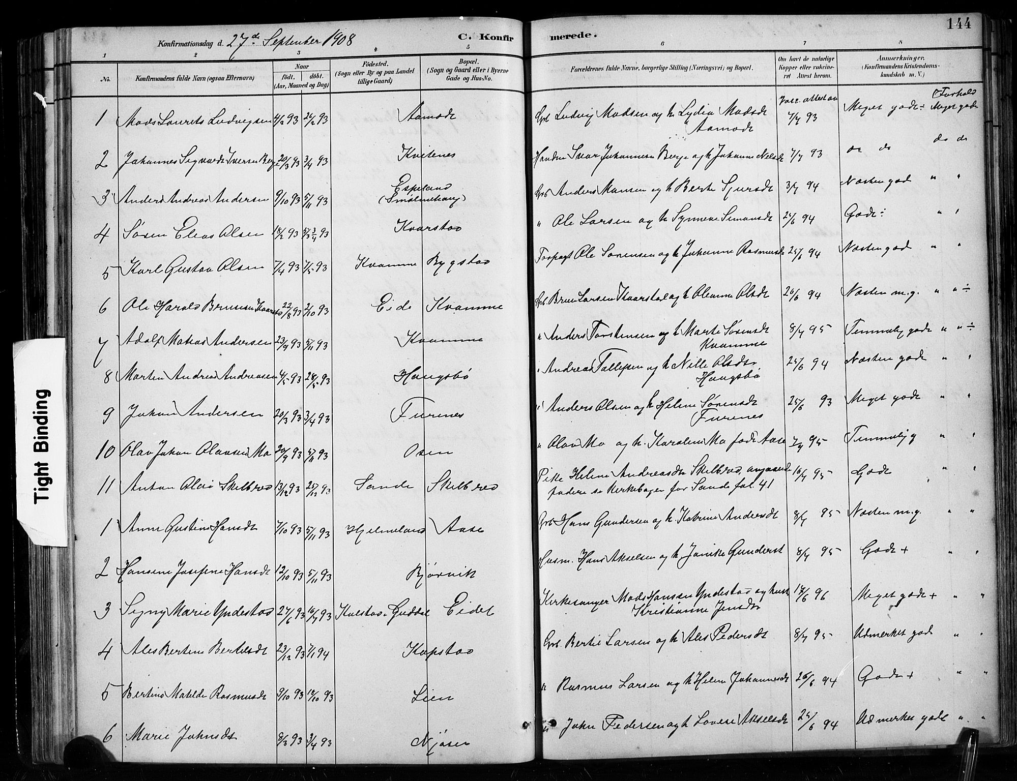 Gaular sokneprestembete, SAB/A-80001/H/Hab: Parish register (copy) no. B 3, 1882-1913, p. 144