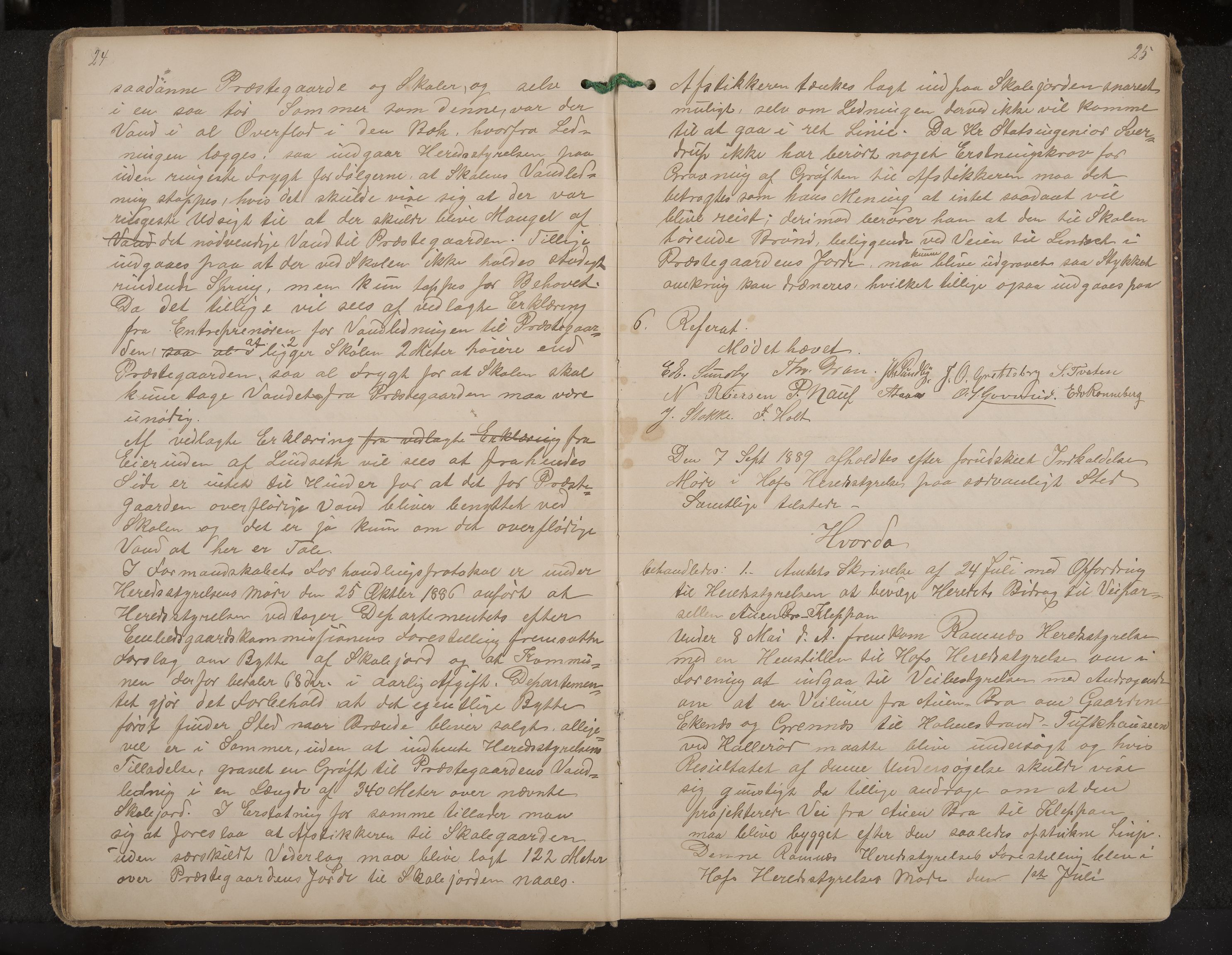 Hof formannskap og sentraladministrasjon, IKAK/0714021-1/A/Aa/L0004: Møtebok med register, 1888-1900, p. 24-25