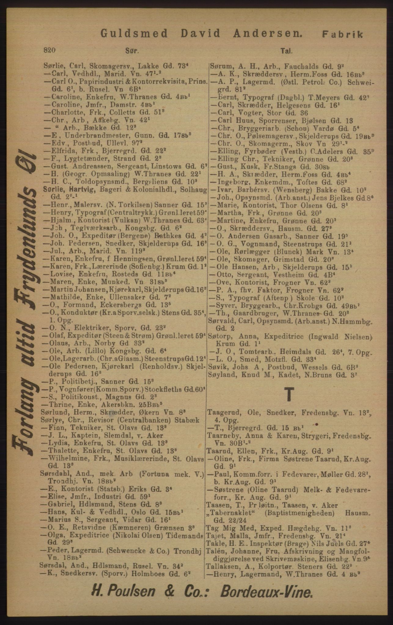 Kristiania/Oslo adressebok, PUBL/-, 1905, p. 820