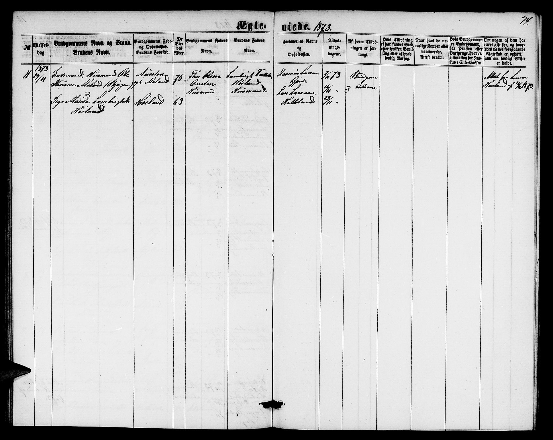 Etne sokneprestembete, AV/SAB-A-75001/H/Hab: Parish register (copy) no. A 3, 1863-1873, p. 74