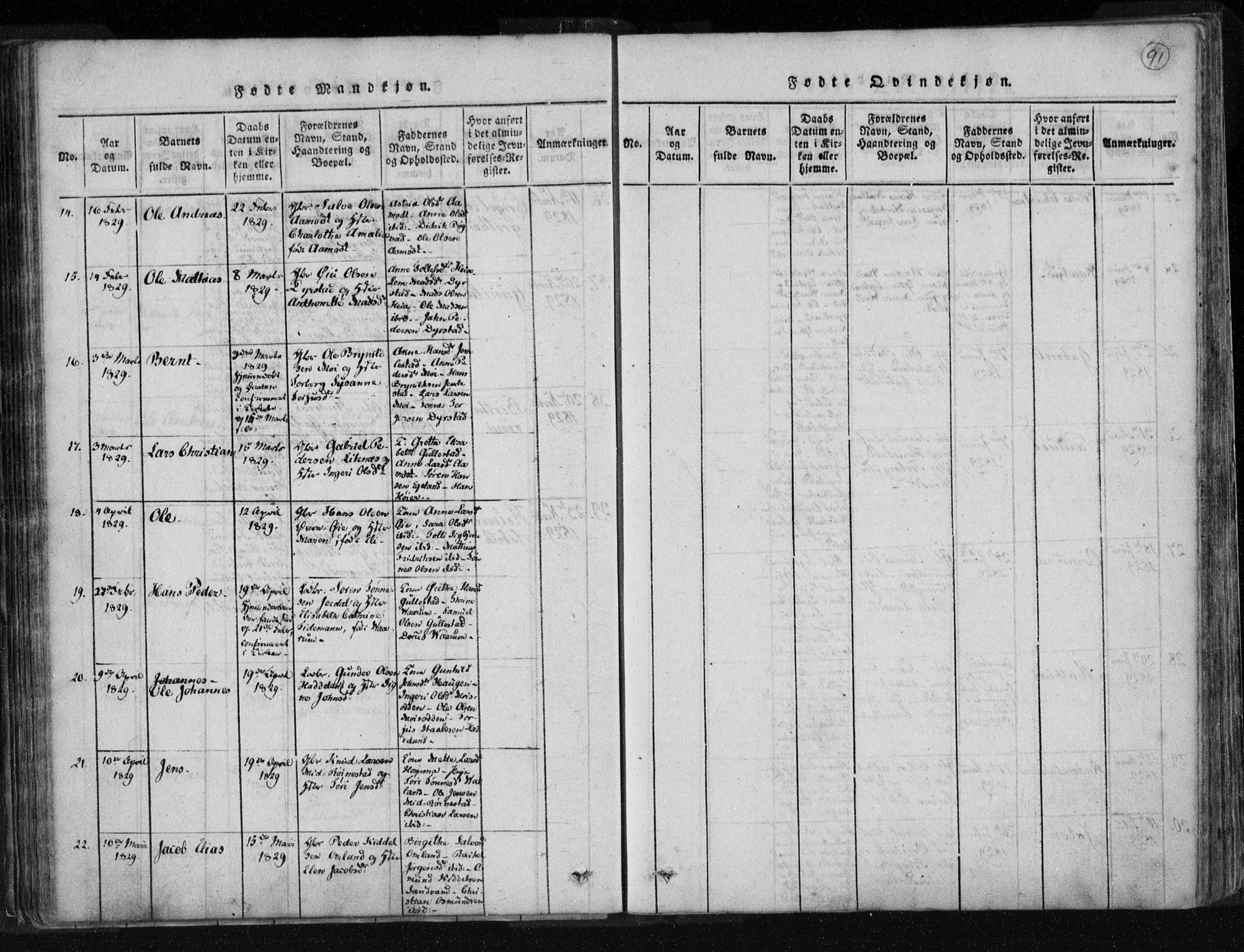 Kvinesdal sokneprestkontor, AV/SAK-1111-0026/F/Fa/Fab/L0003: Parish register (official) no. A 3, 1815-1829, p. 91