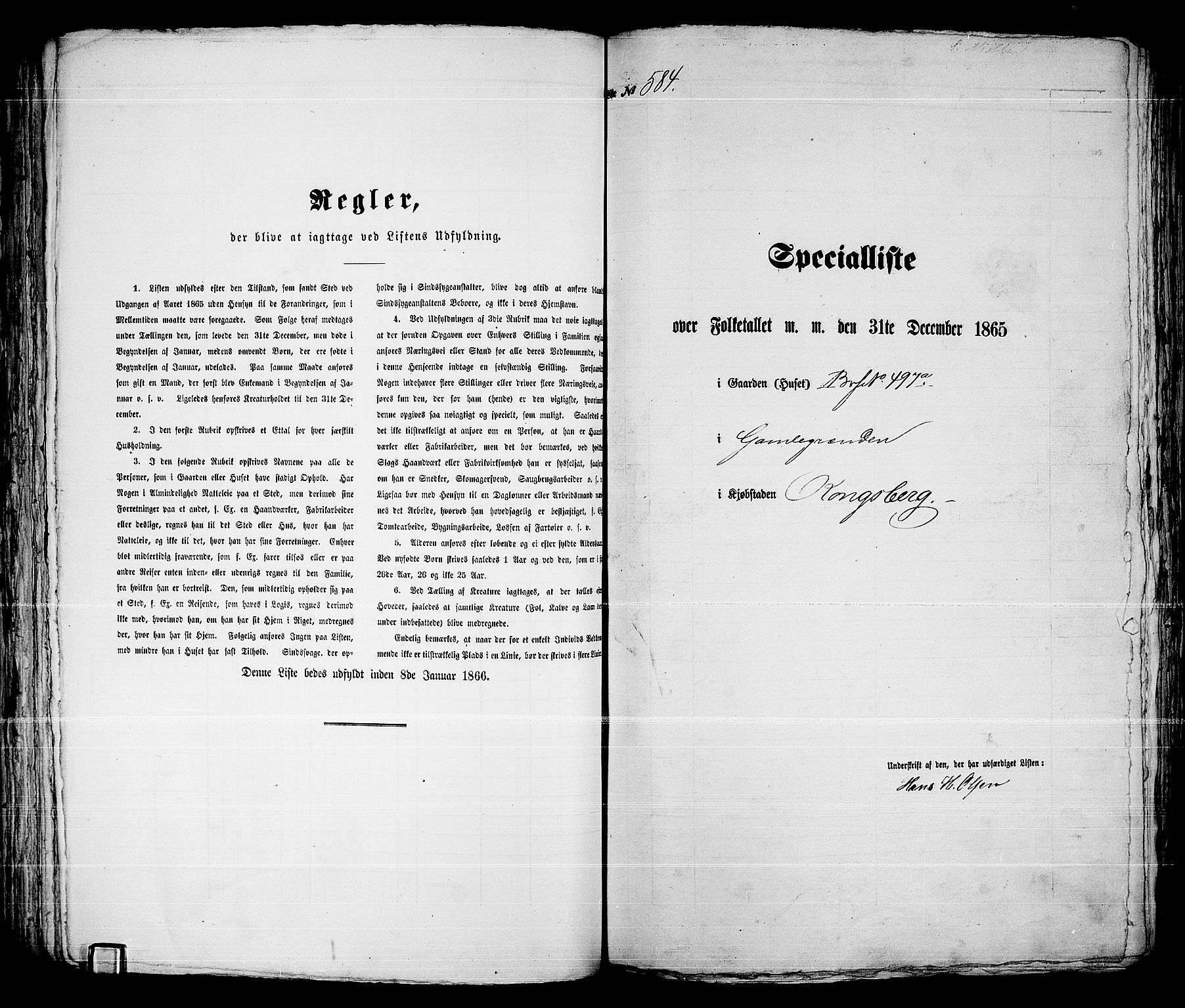 RA, 1865 census for Kongsberg/Kongsberg, 1865, p. 1188