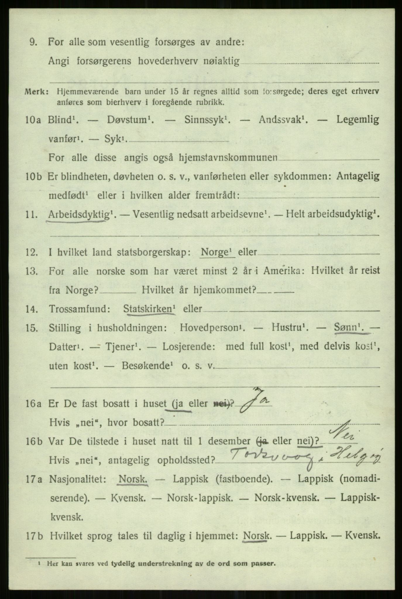 SATØ, 1920 census for Helgøy, 1920, p. 1382