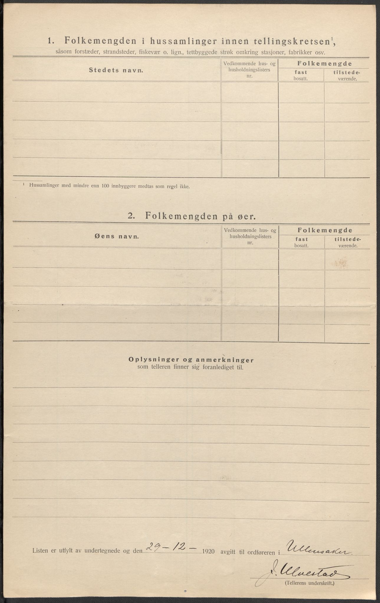 SAO, 1920 census for Ullensaker, 1920, p. 27