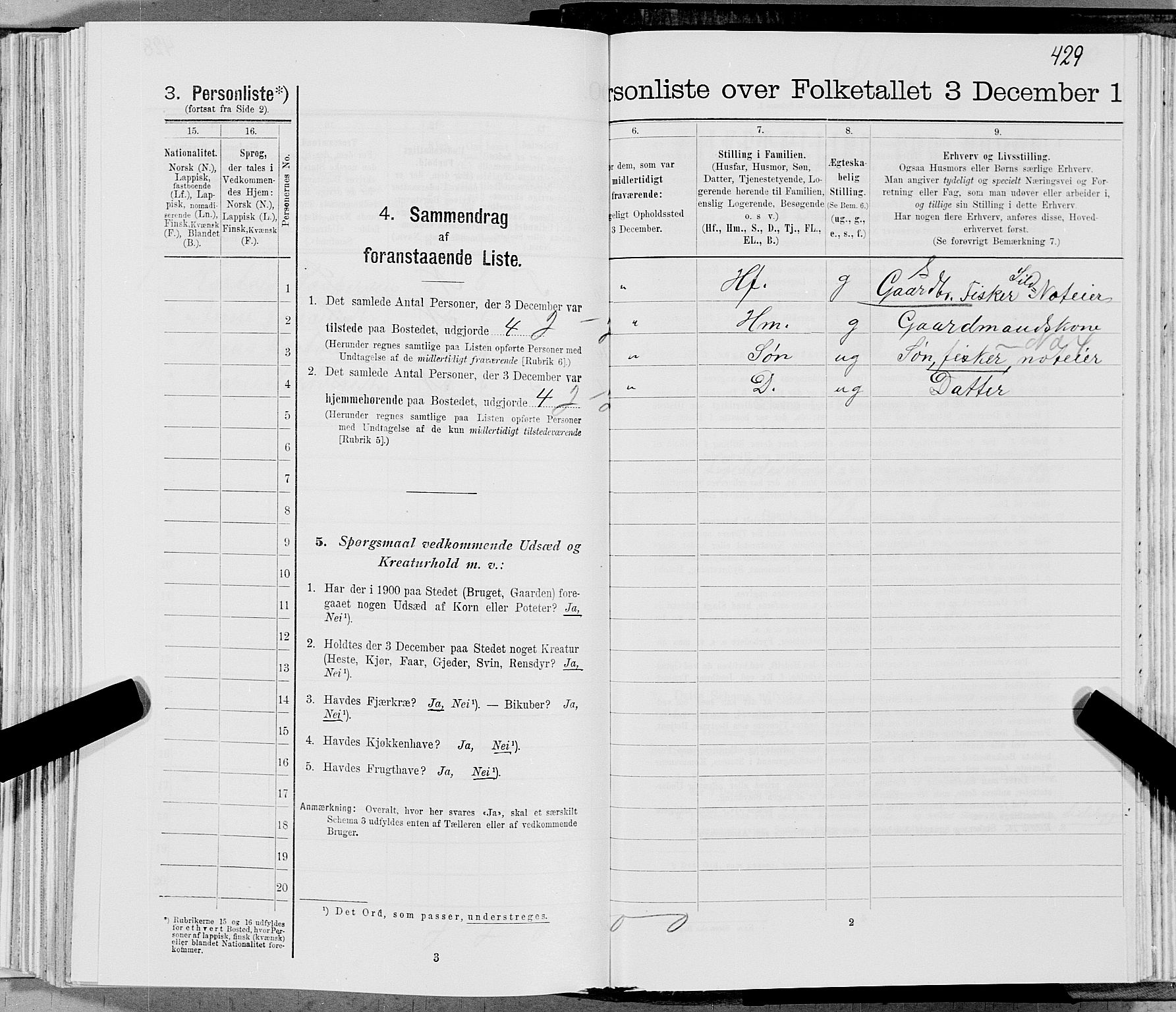 SAT, 1900 census for Gildeskål, 1900, p. 1412