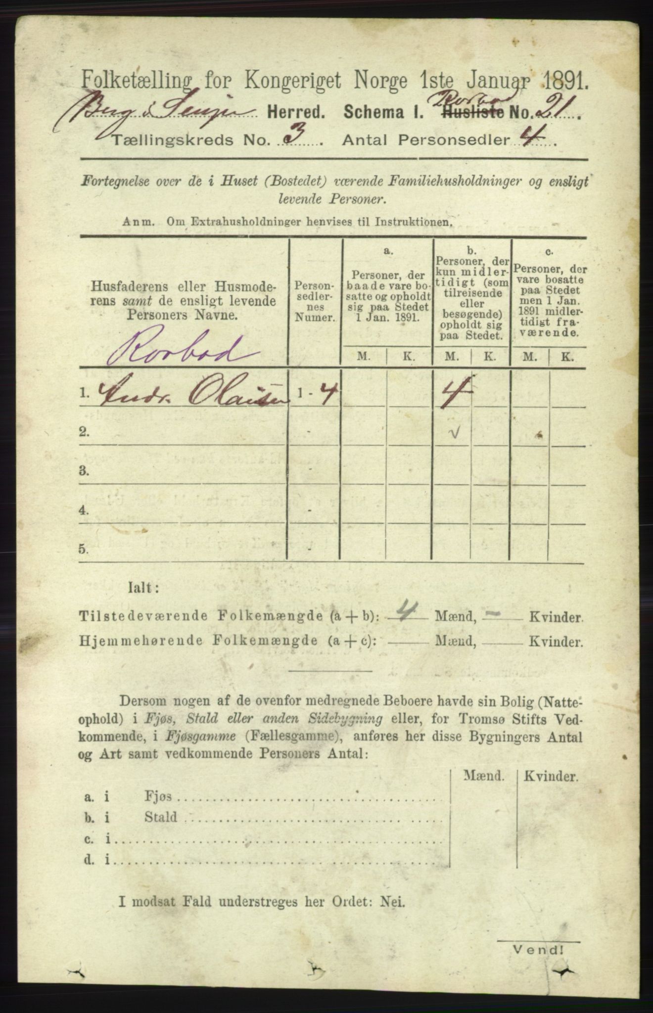 RA, 1891 census for 1929 Berg, 1891, p. 1343