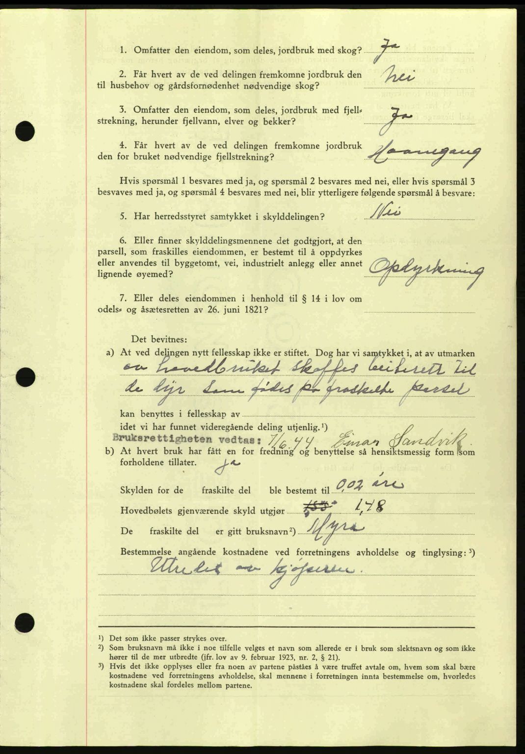 Hitra sorenskriveri, AV/SAT-A-0018/2/2C/2Ca: Mortgage book no. A2, 1943-1945, Diary no: : 395/1944