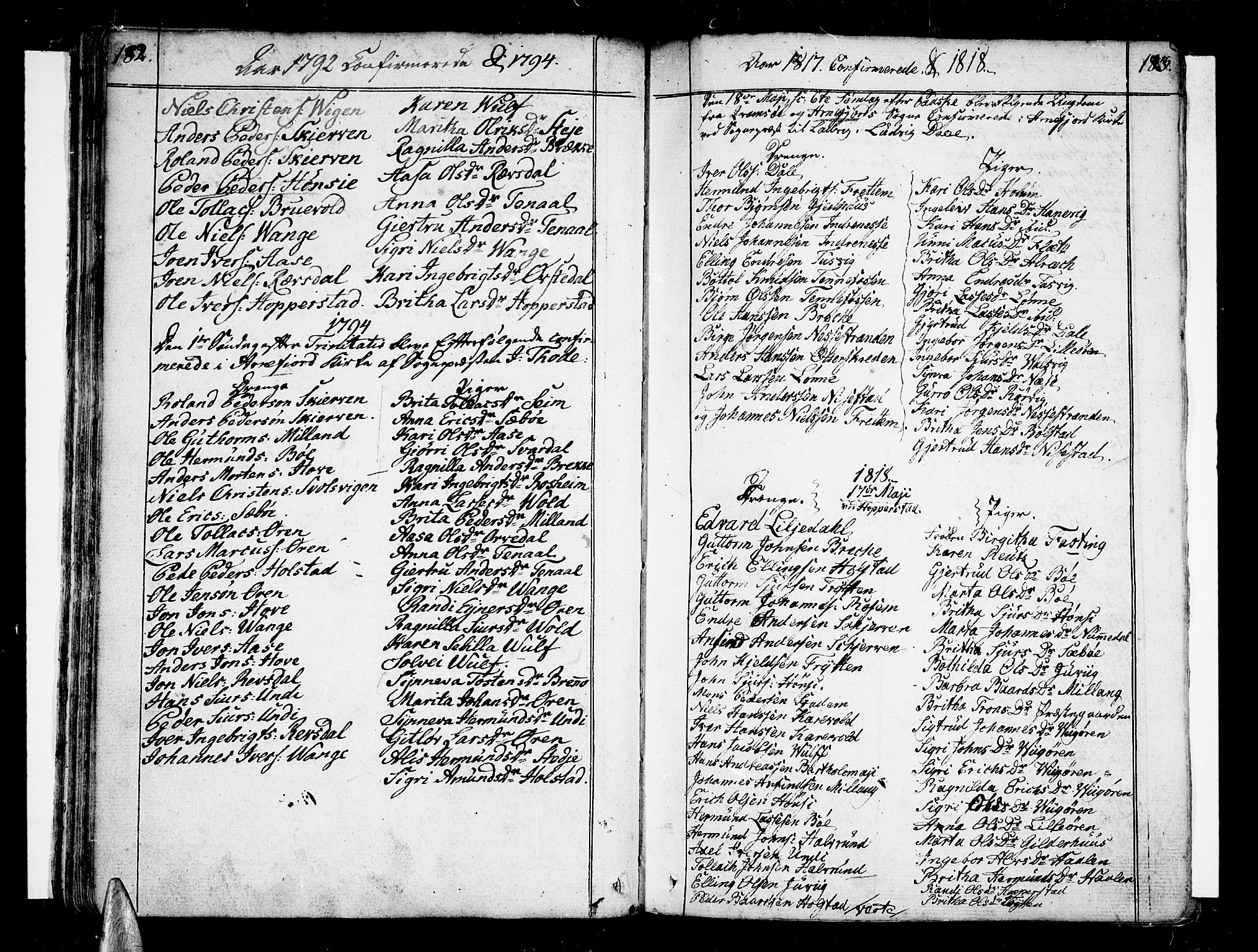 Vik sokneprestembete, SAB/A-81501: Parish register (official) no. A 5, 1787-1820, p. 182-183