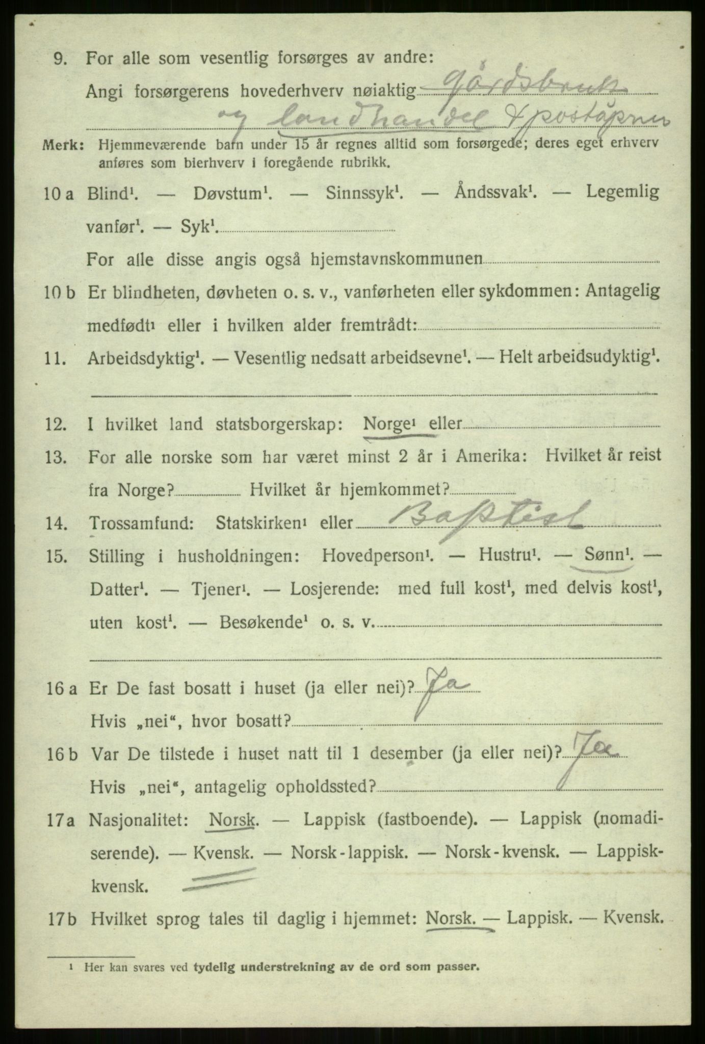 SATØ, 1920 census for Balsfjord, 1920, p. 3257