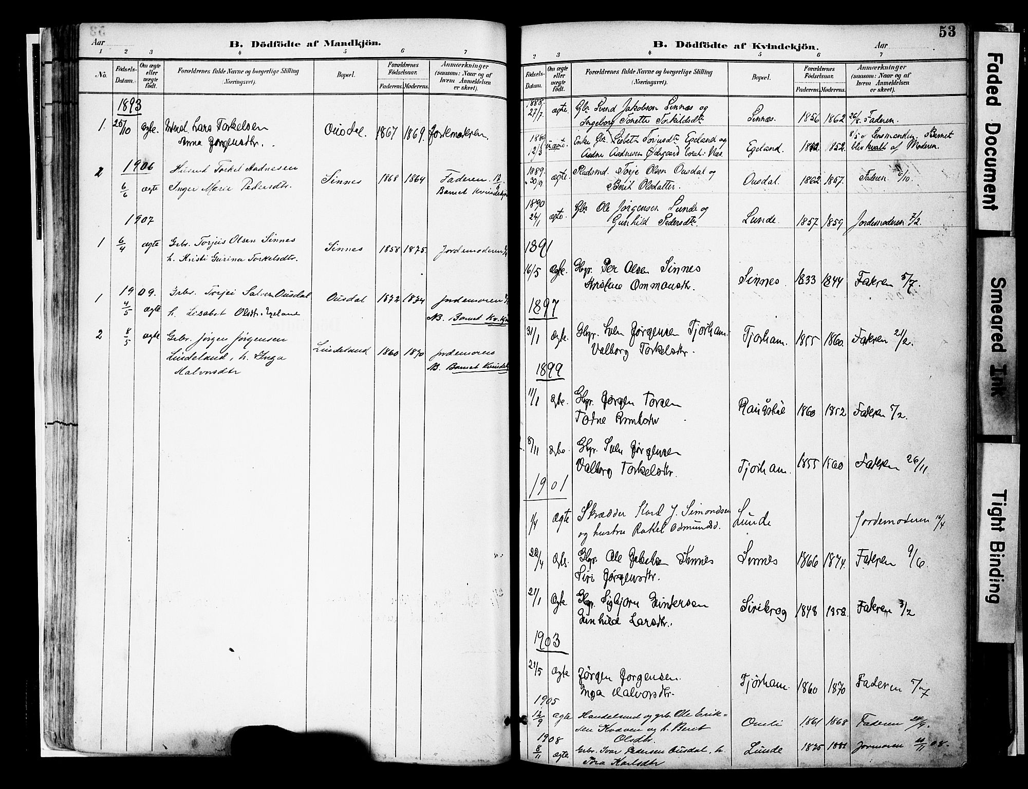 Sirdal sokneprestkontor, AV/SAK-1111-0036/F/Fa/Faa/L0001: Parish register (official) no. A 1, 1887-1910, p. 53