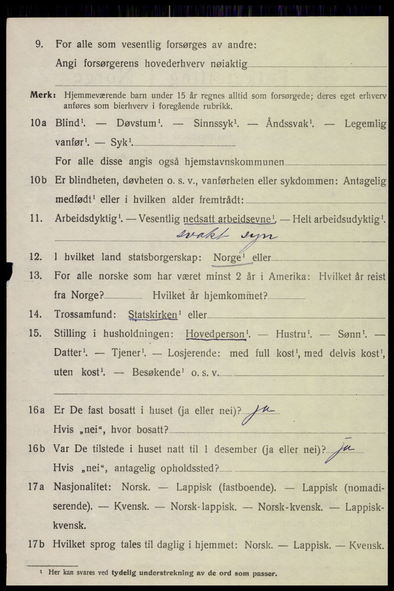 SAT, 1920 census for Flatanger, 1920, p. 685