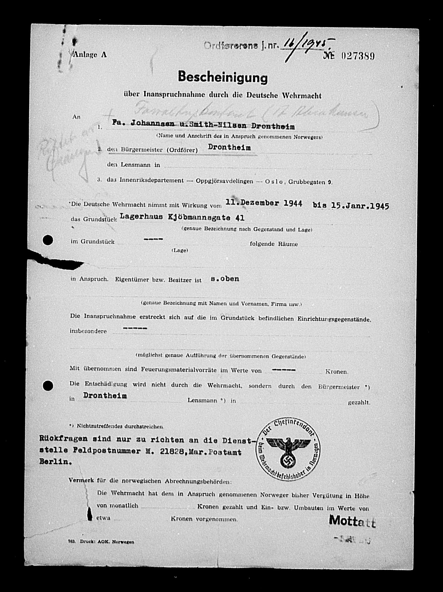 Justisdepartementet, Tilbakeføringskontoret for inndratte formuer, AV/RA-S-1564/H/Hc/Hca/L0891: --, 1945-1947, p. 522