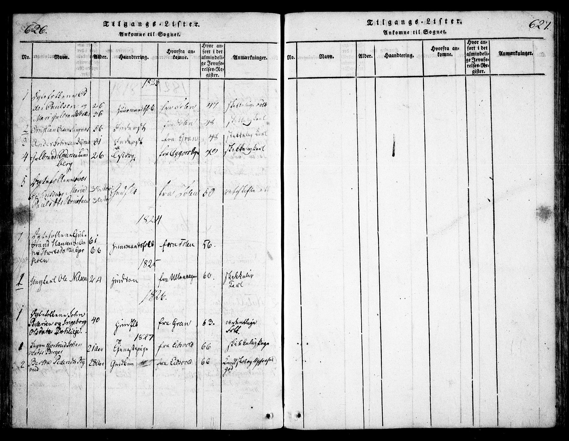 Hurdal prestekontor Kirkebøker, SAO/A-10889/F/Fa/L0003: Parish register (official) no. I 3, 1815-1828, p. 626-627