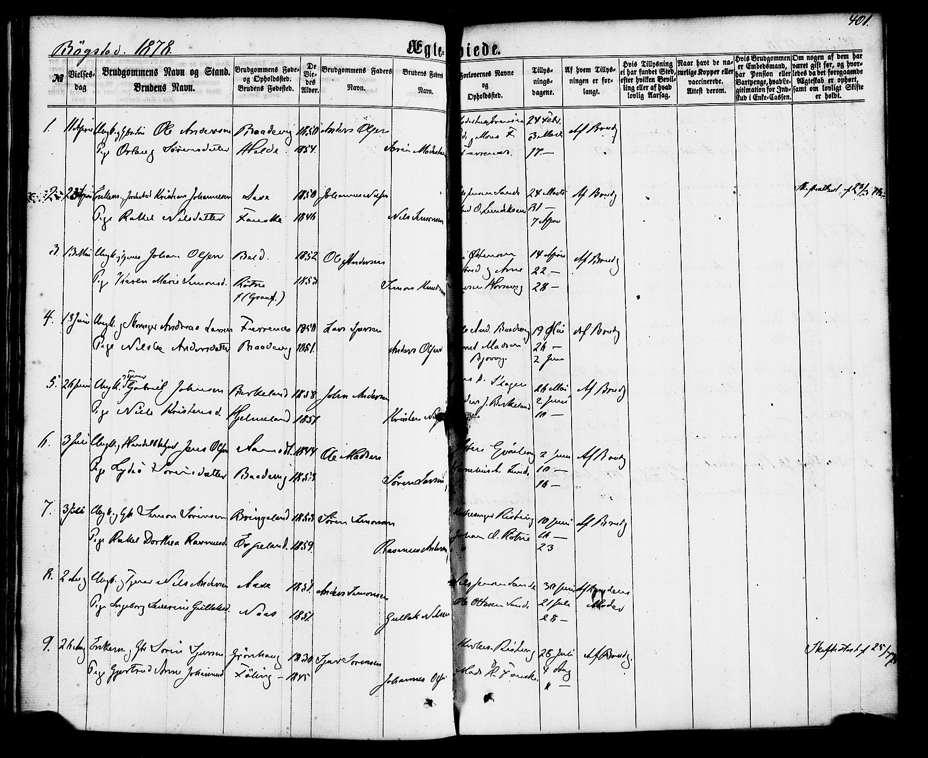 Gaular sokneprestembete, SAB/A-80001/H/Haa: Parish register (official) no. A 5, 1860-1881, p. 401