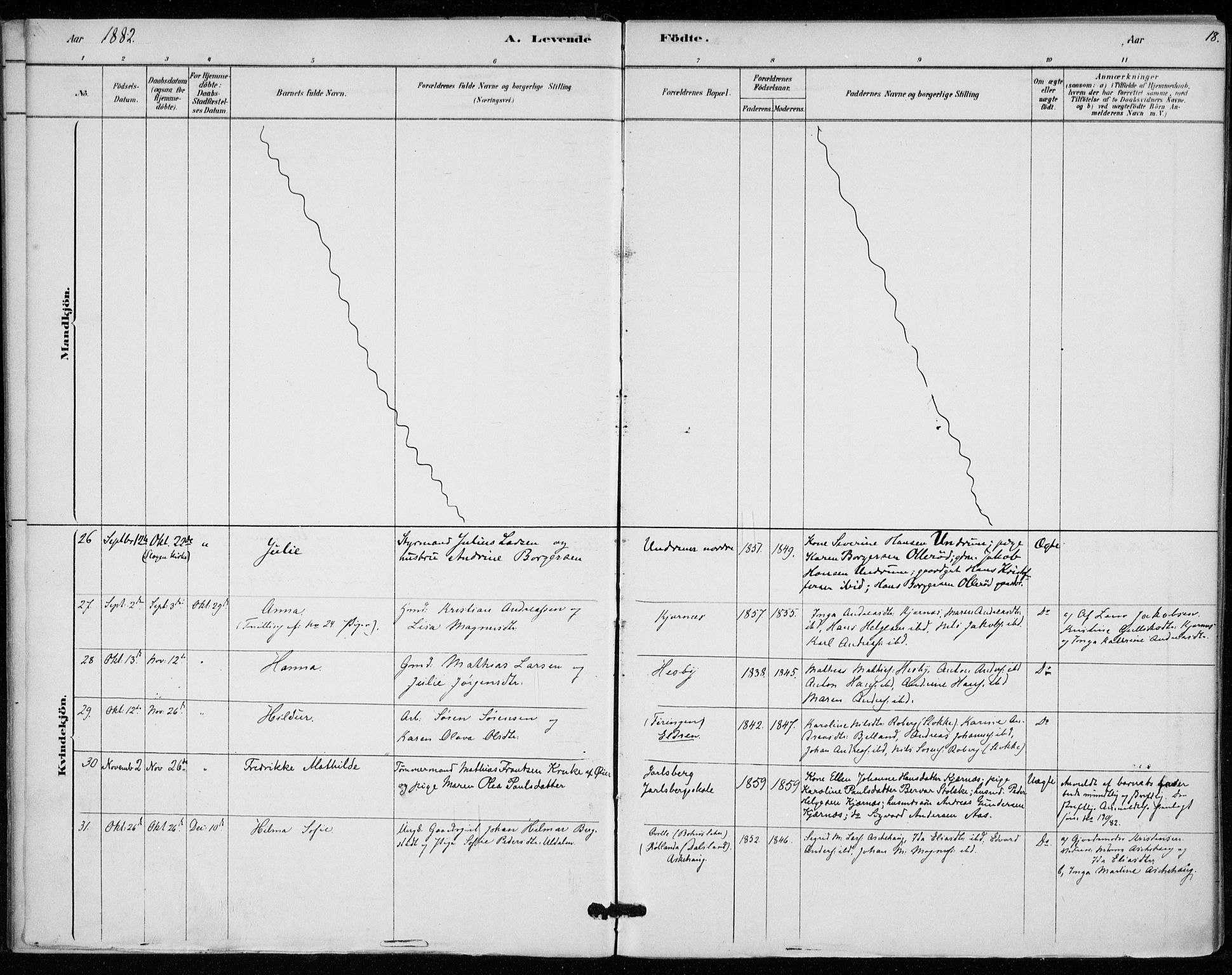 Sem kirkebøker, AV/SAKO-A-5/F/Fa/L0010: Parish register (official) no. I 10, 1878-1887, p. 18