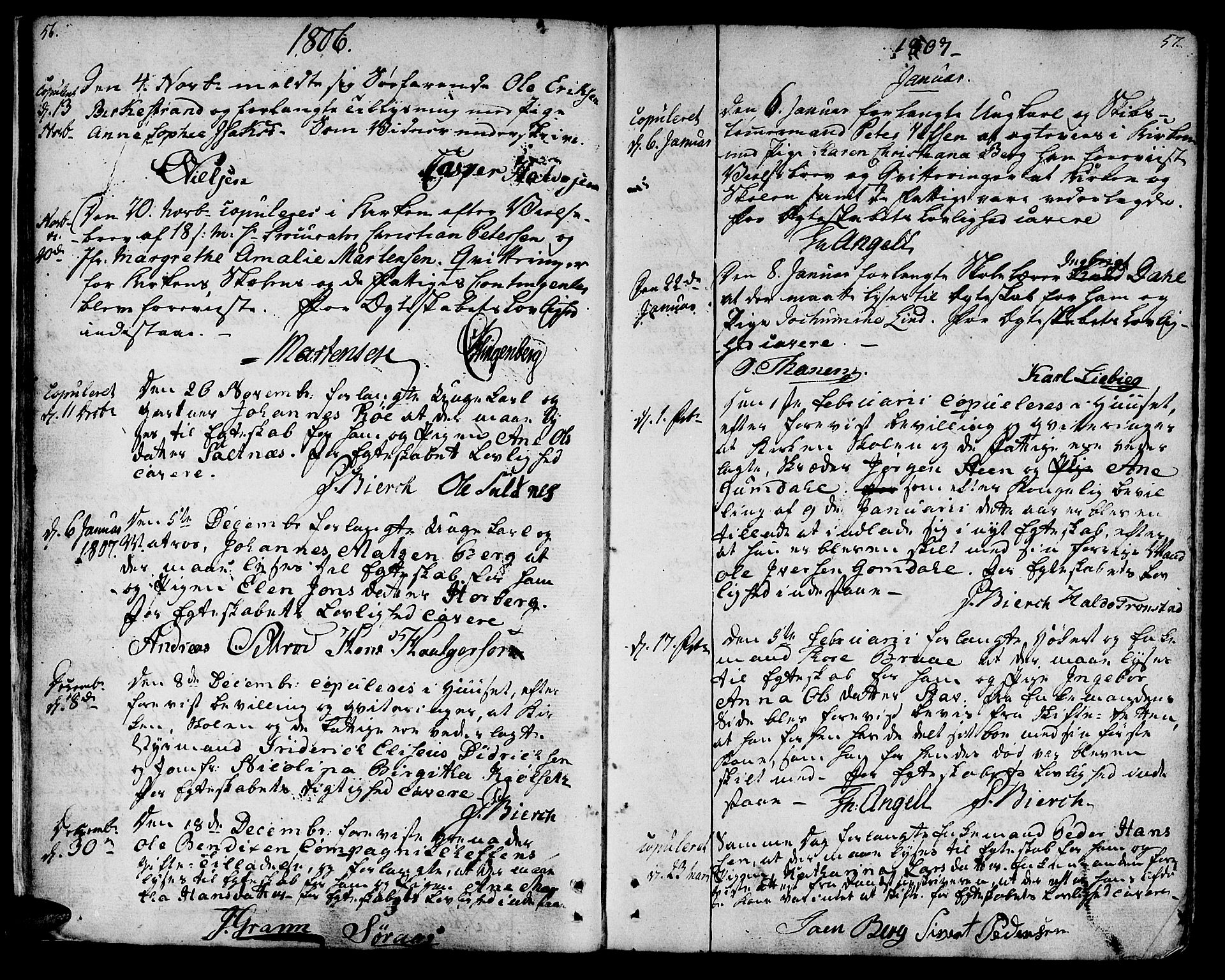 Ministerialprotokoller, klokkerbøker og fødselsregistre - Sør-Trøndelag, SAT/A-1456/601/L0042: Parish register (official) no. 601A10, 1802-1830, p. 56-57