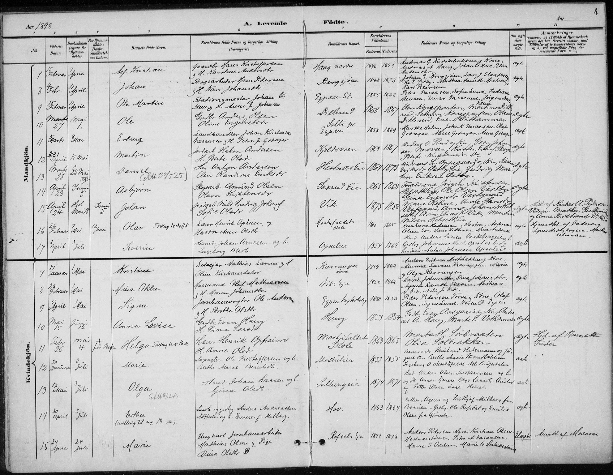 Stange prestekontor, AV/SAH-PREST-002/K/L0023: Parish register (official) no. 23, 1897-1920, p. 4