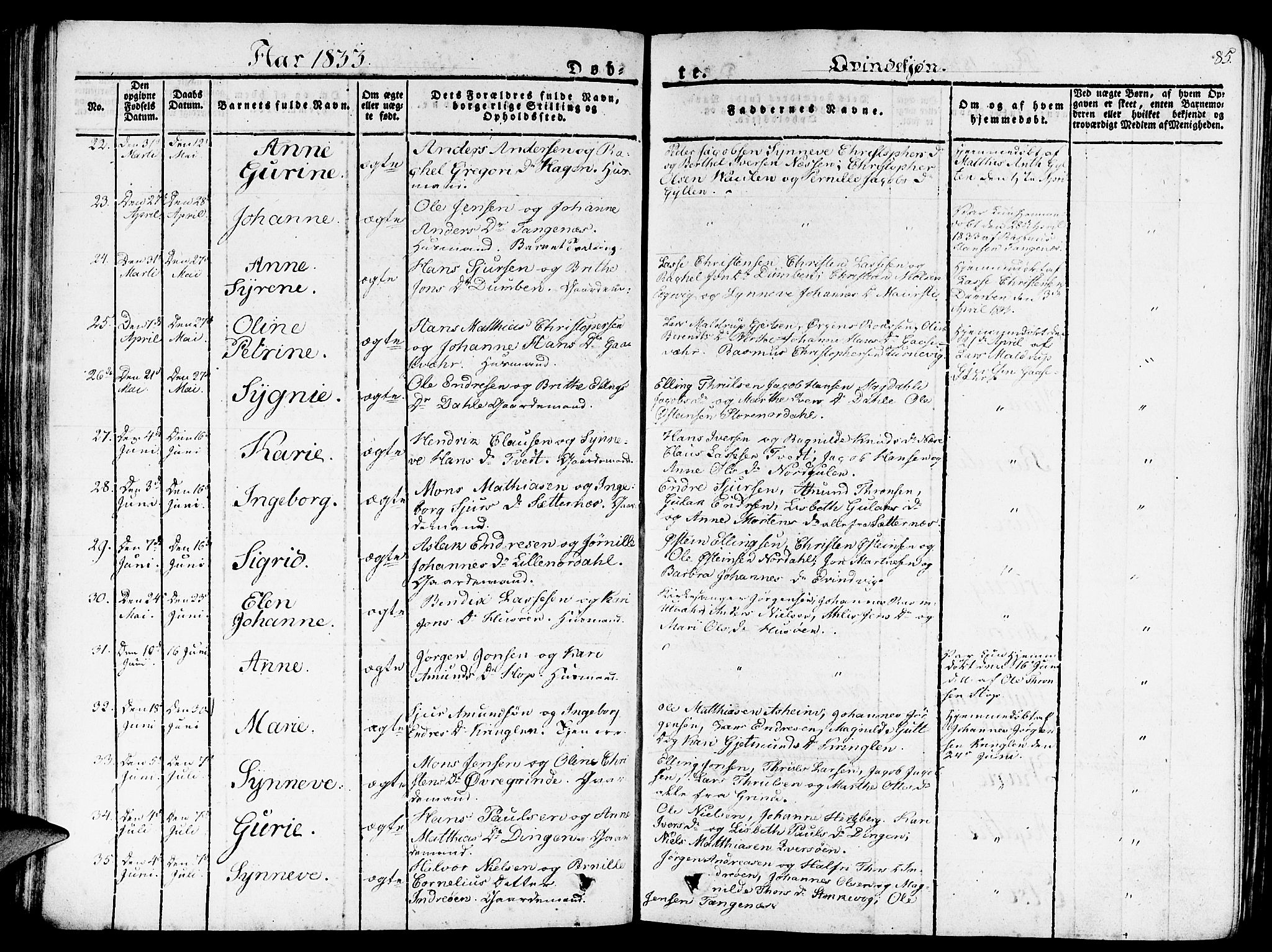 Gulen sokneprestembete, AV/SAB-A-80201/H/Haa/Haaa/L0019: Parish register (official) no. A 19, 1826-1836, p. 85