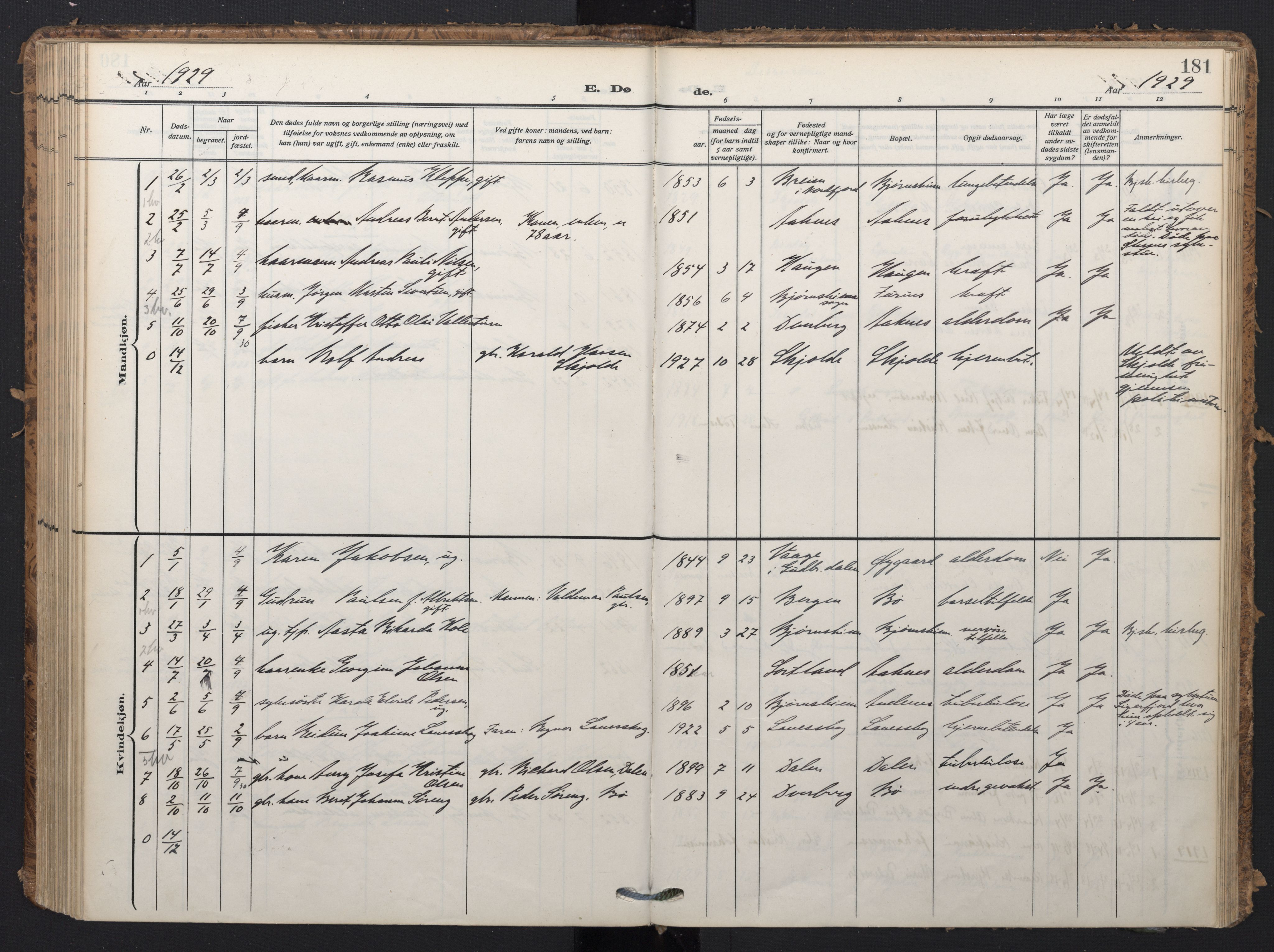 Ministerialprotokoller, klokkerbøker og fødselsregistre - Nordland, SAT/A-1459/898/L1423: Parish register (official) no. 898A03, 1909-1928, p. 181