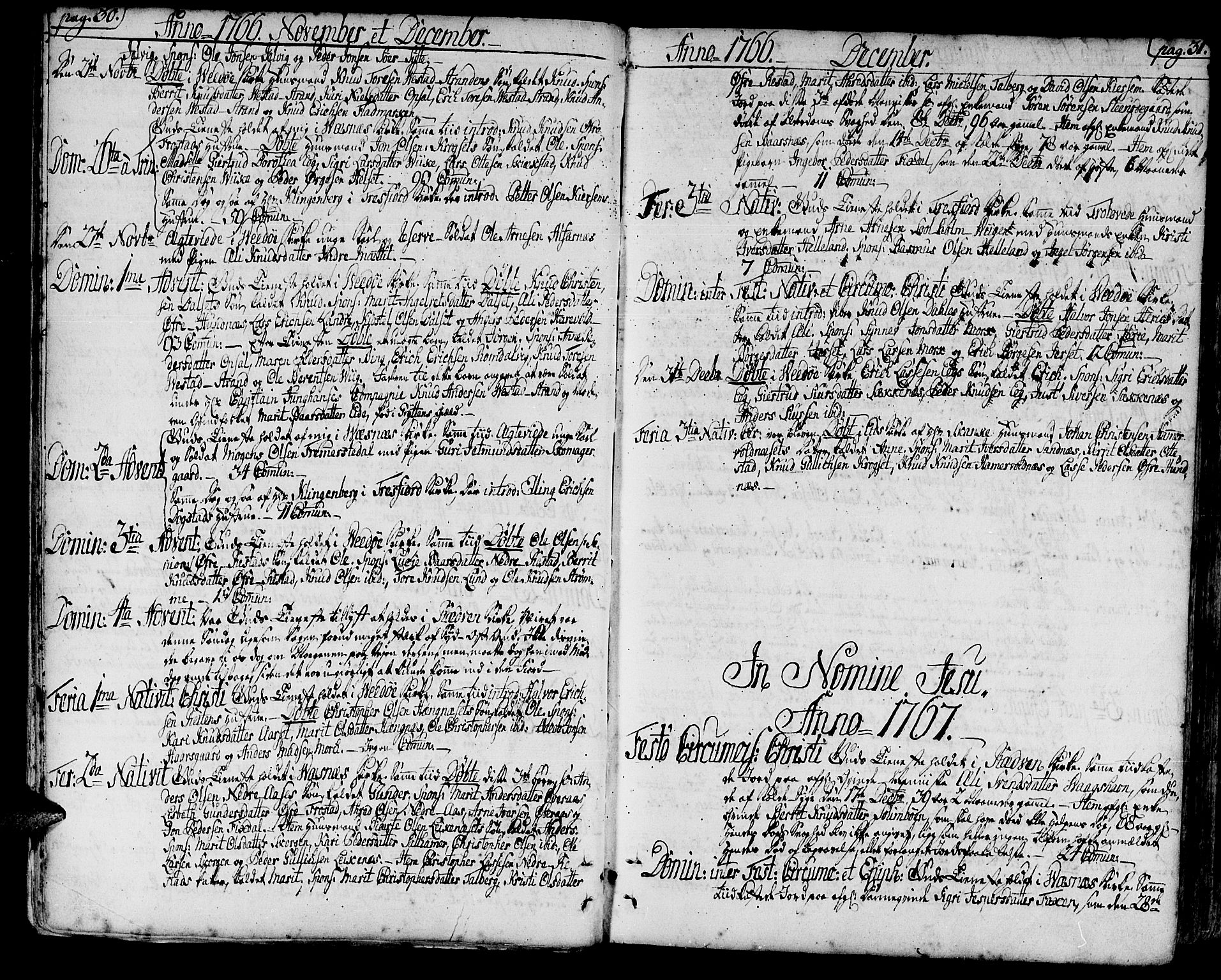 Ministerialprotokoller, klokkerbøker og fødselsregistre - Møre og Romsdal, AV/SAT-A-1454/547/L0600: Parish register (official) no. 547A02, 1765-1799, p. 30-31