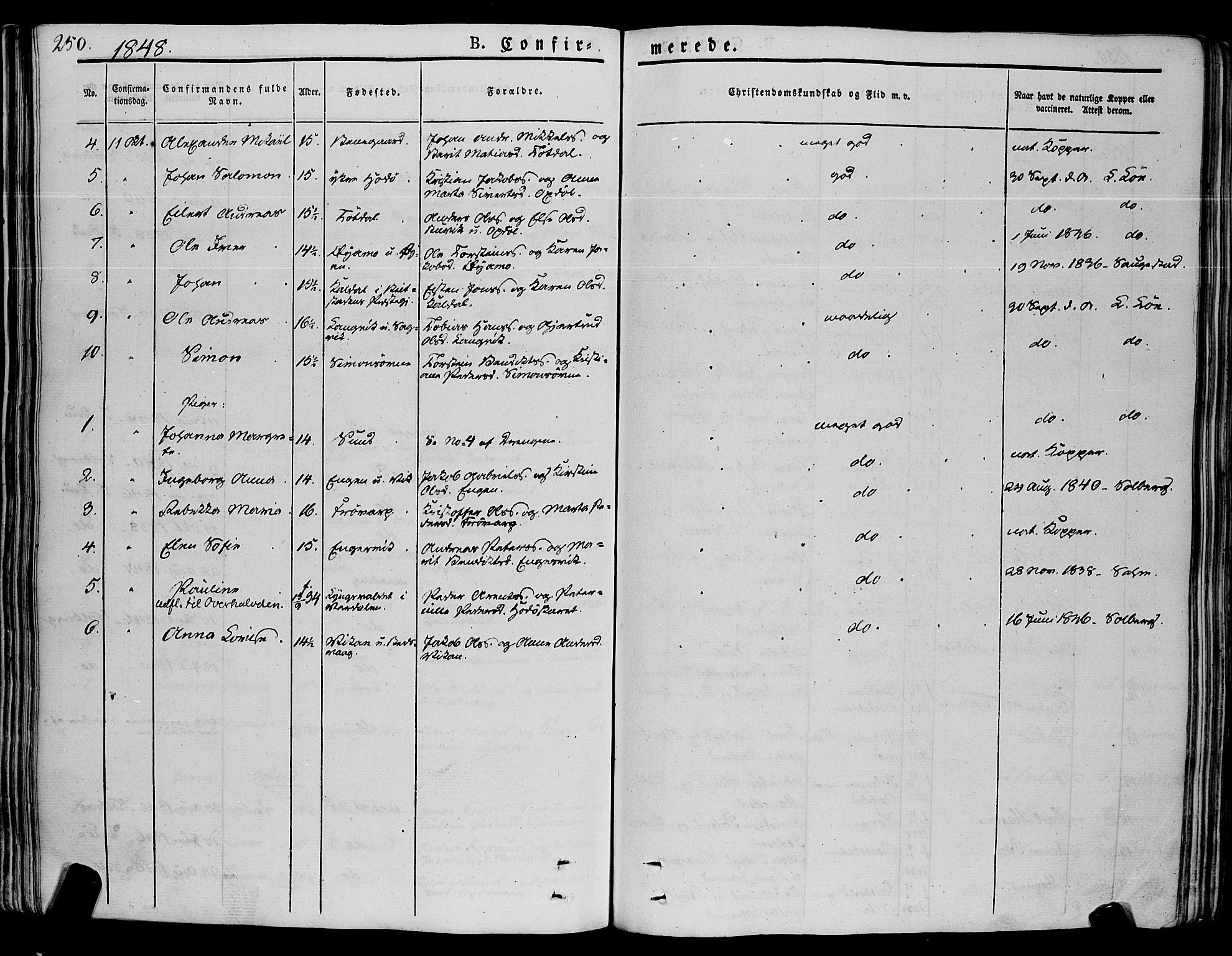Ministerialprotokoller, klokkerbøker og fødselsregistre - Nord-Trøndelag, SAT/A-1458/773/L0614: Parish register (official) no. 773A05, 1831-1856, p. 250