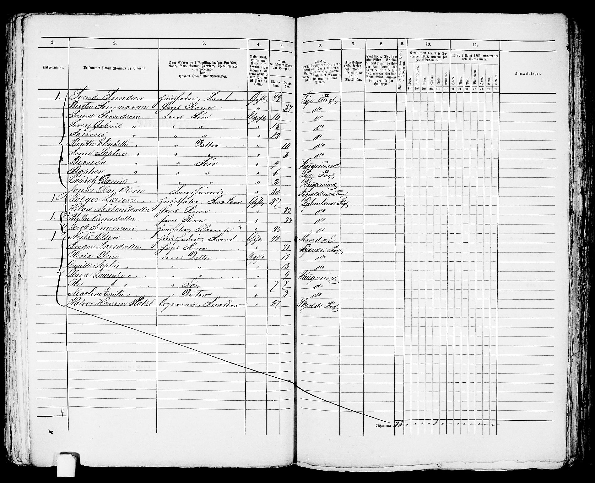 RA, 1865 census for Torvastad/Haugesund, 1865, p. 336