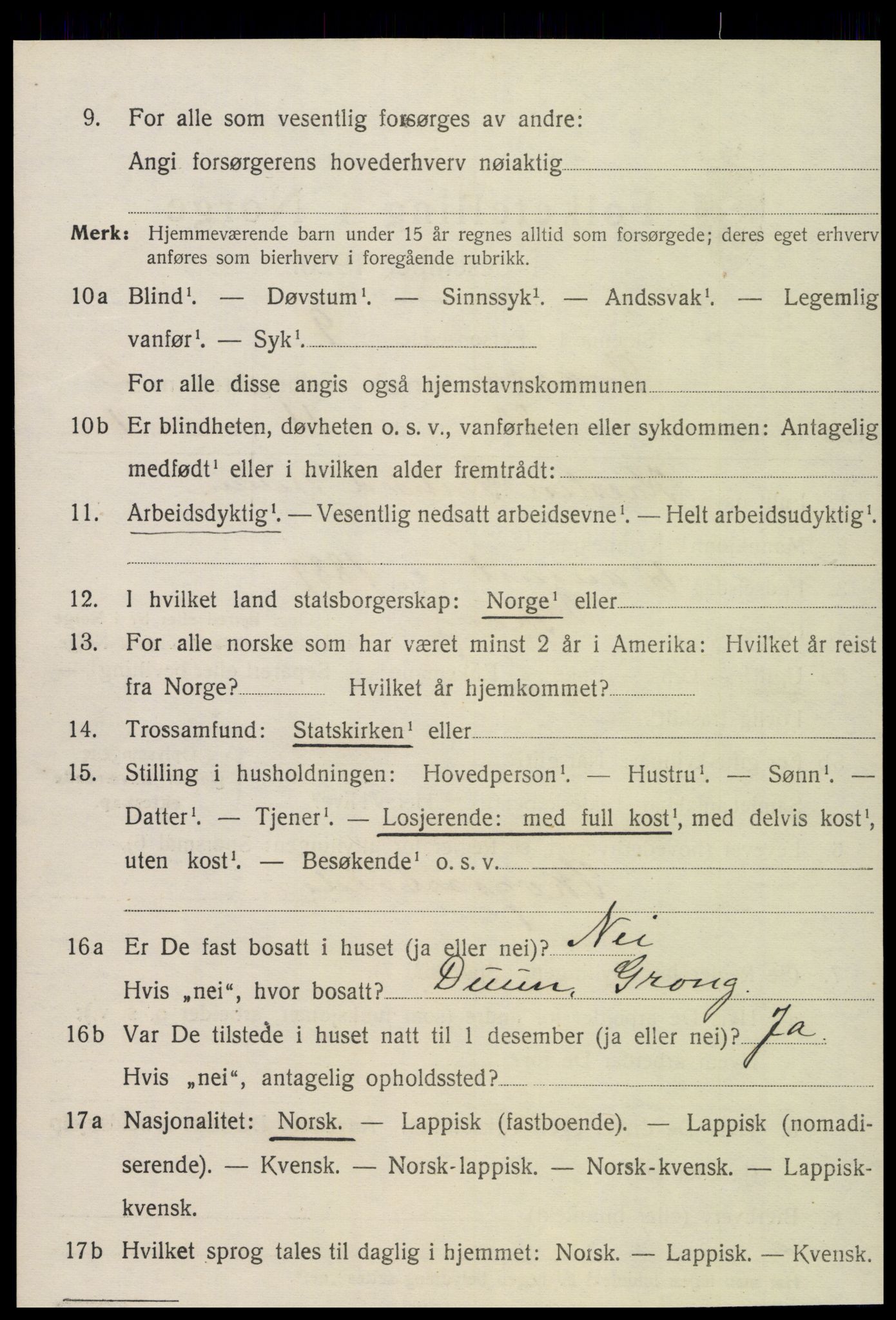 SAT, 1920 census for Snåsa, 1920, p. 1525