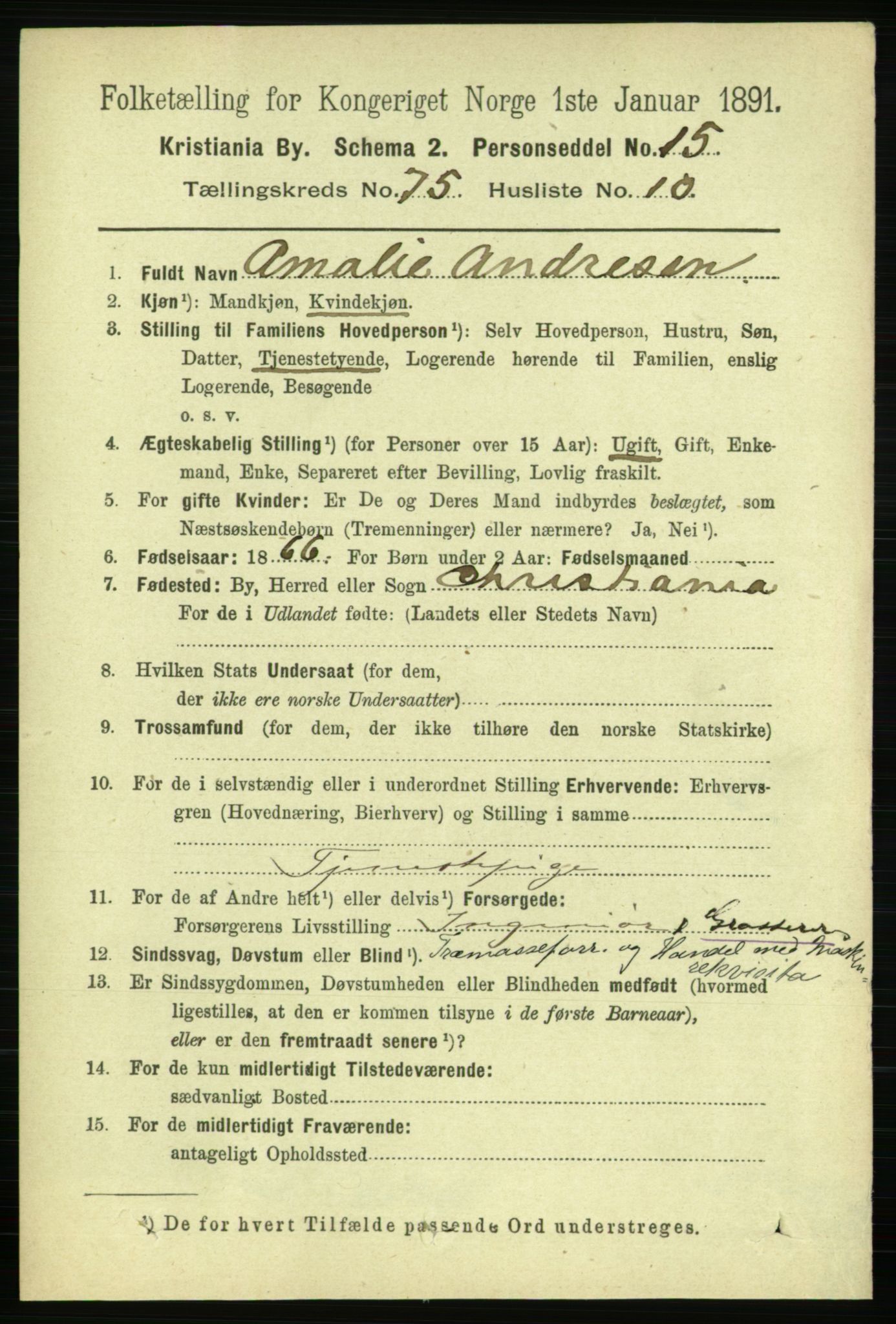 RA, 1891 census for 0301 Kristiania, 1891, p. 40000