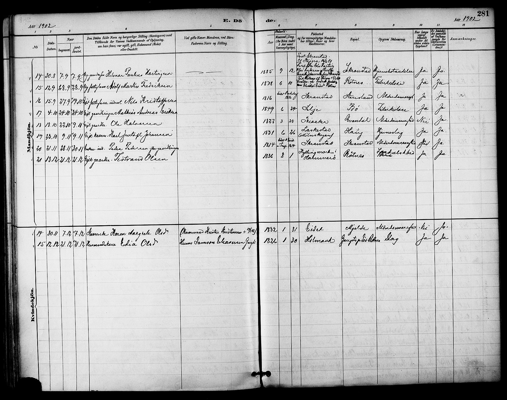 Ministerialprotokoller, klokkerbøker og fødselsregistre - Nordland, AV/SAT-A-1459/855/L0803: Parish register (official) no. 855A11, 1887-1905, p. 281