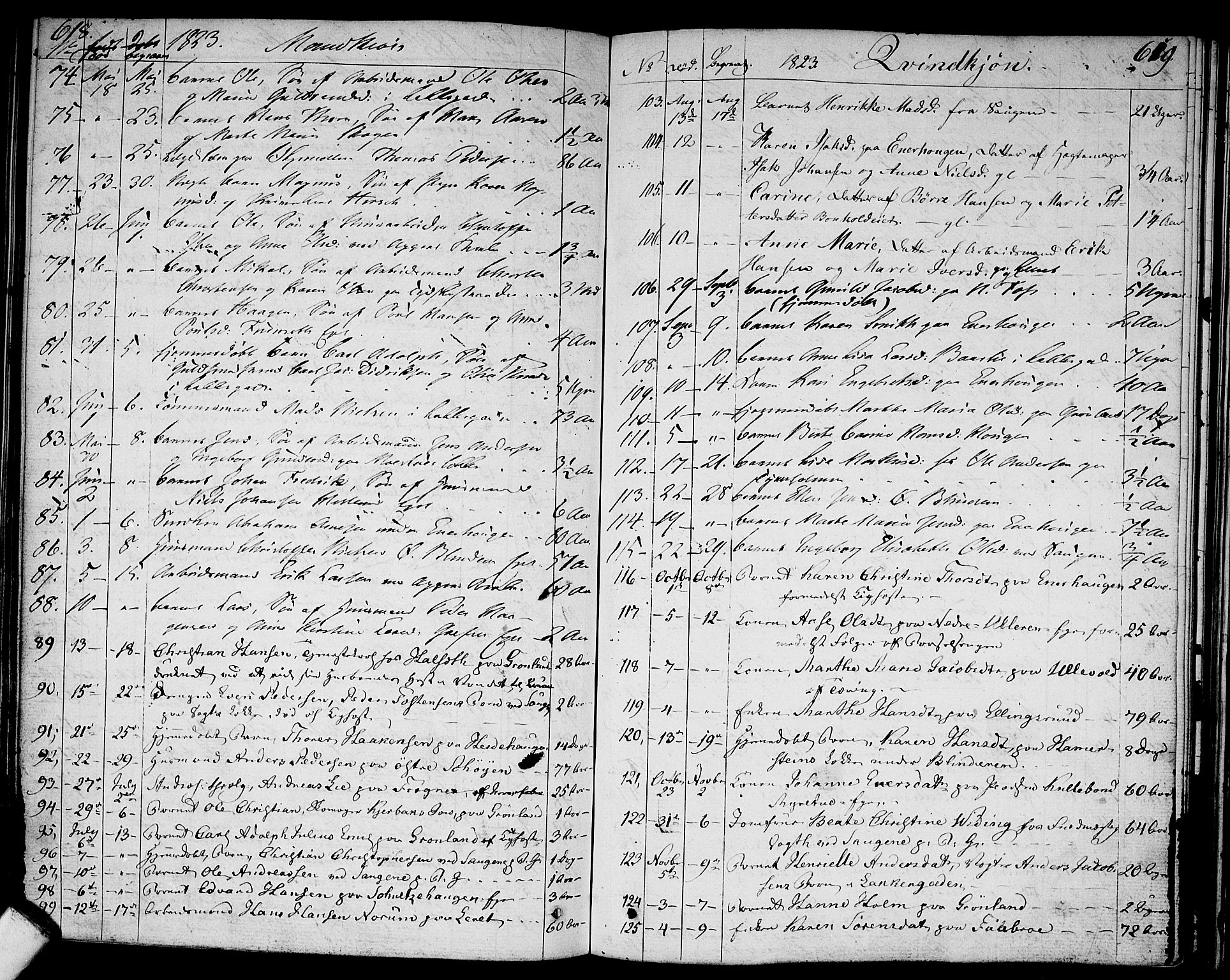 Aker prestekontor kirkebøker, AV/SAO-A-10861/F/L0012: Parish register (official) no. 12, 1819-1828, p. 618-619