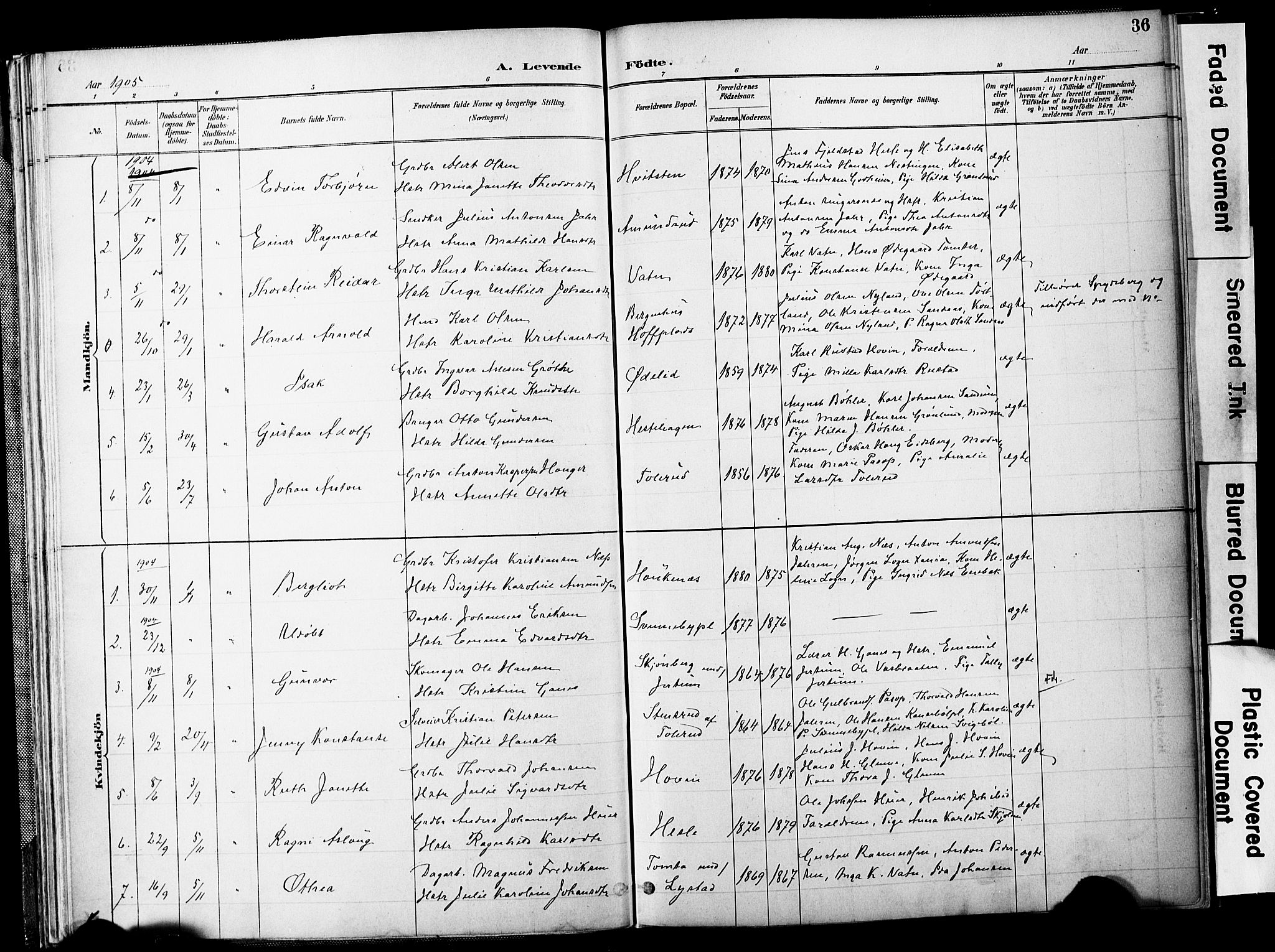 Spydeberg prestekontor Kirkebøker, SAO/A-10924/F/Fb/L0001: Parish register (official) no. II 1, 1886-1907, p. 36