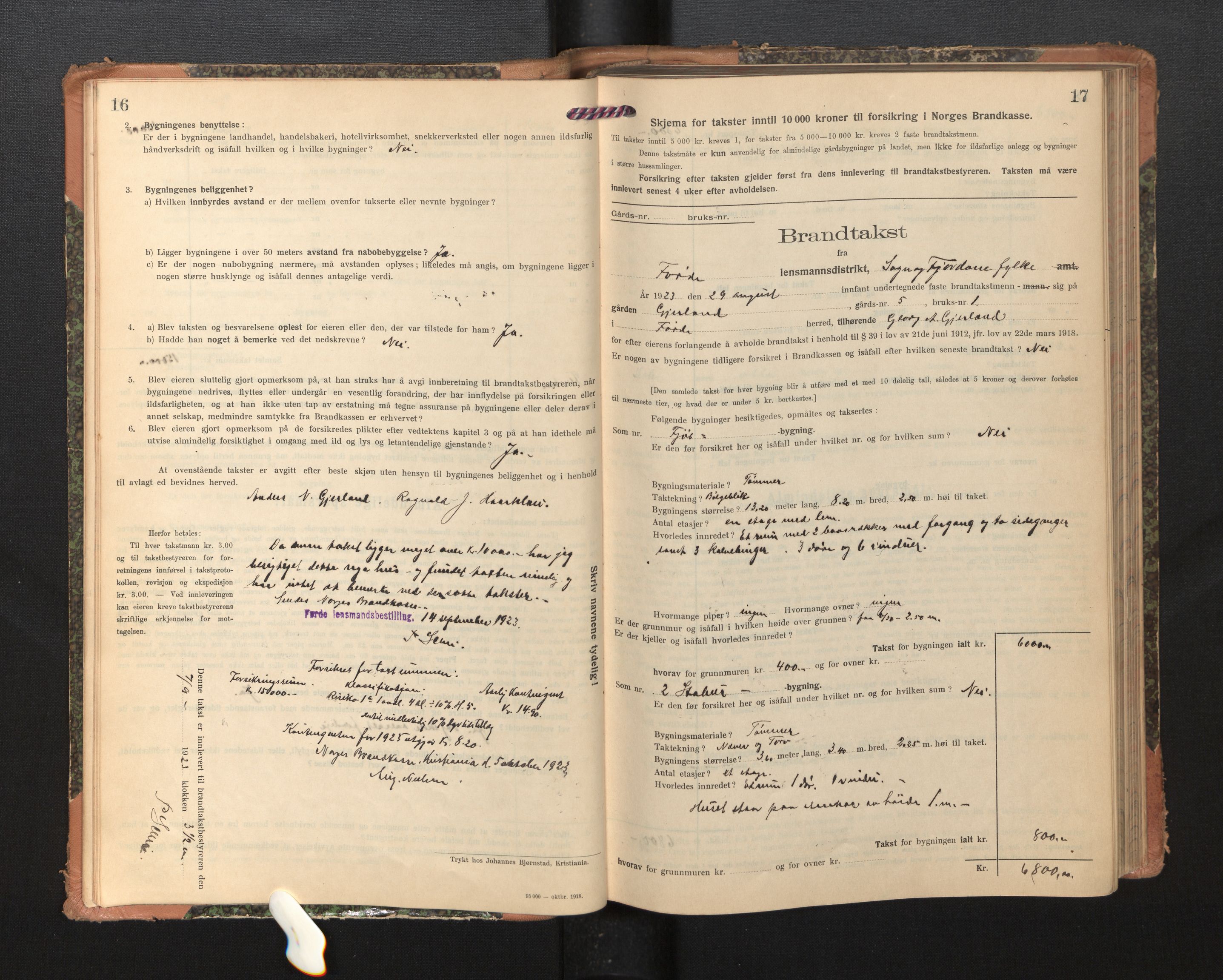 Lensmannen i Førde, AV/SAB-A-27401/0012/L0009: Branntakstprotokoll, skjematakst, 1922-1946, p. 16-17