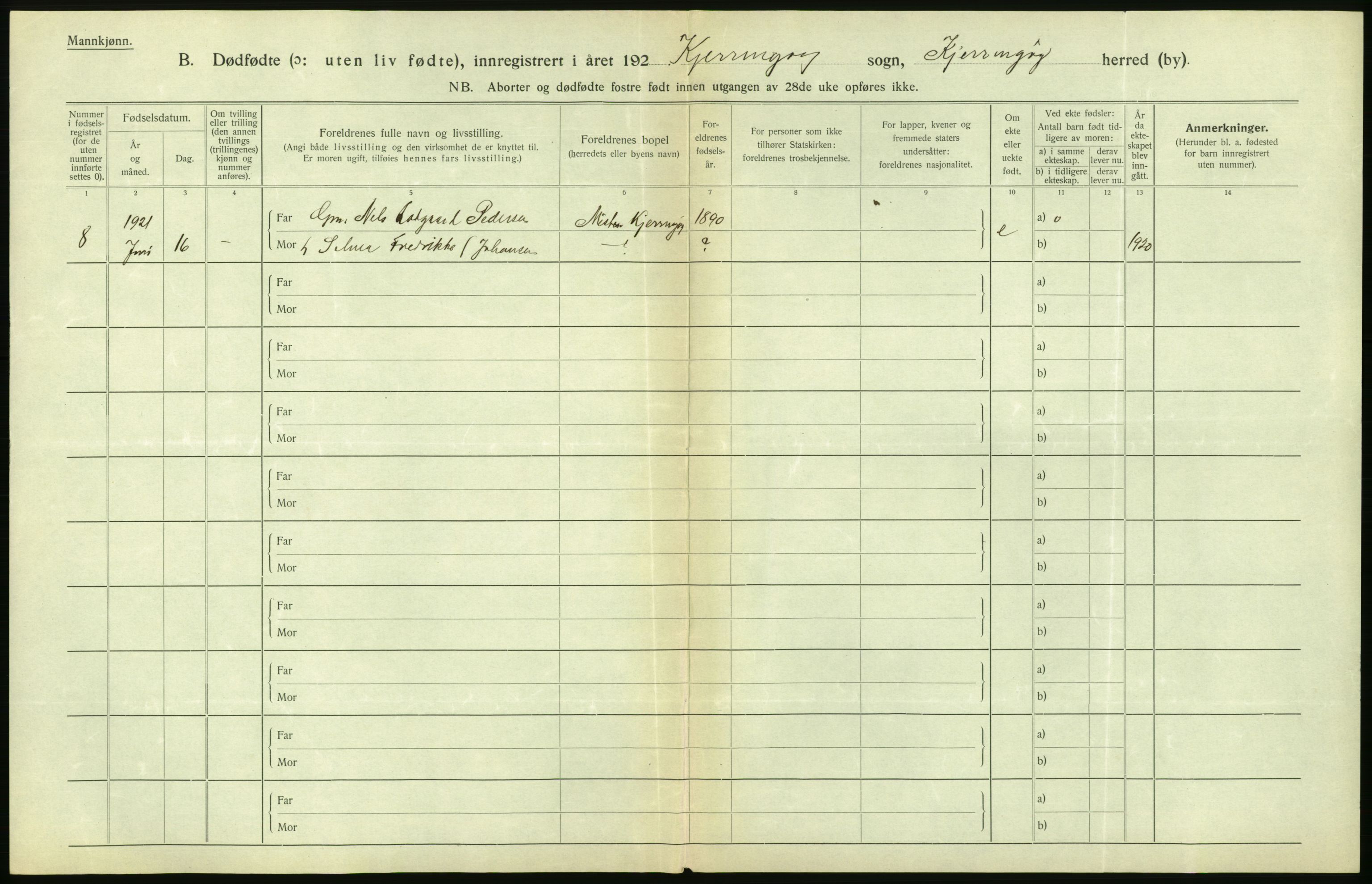 Statistisk sentralbyrå, Sosiodemografiske emner, Befolkning, AV/RA-S-2228/D/Df/Dfc/Dfca/L0050: Nordland fylke: Levendefødte menn og kvinner. Byer. Samt gifte, dødfødte. Bygder og byer., 1921, p. 458