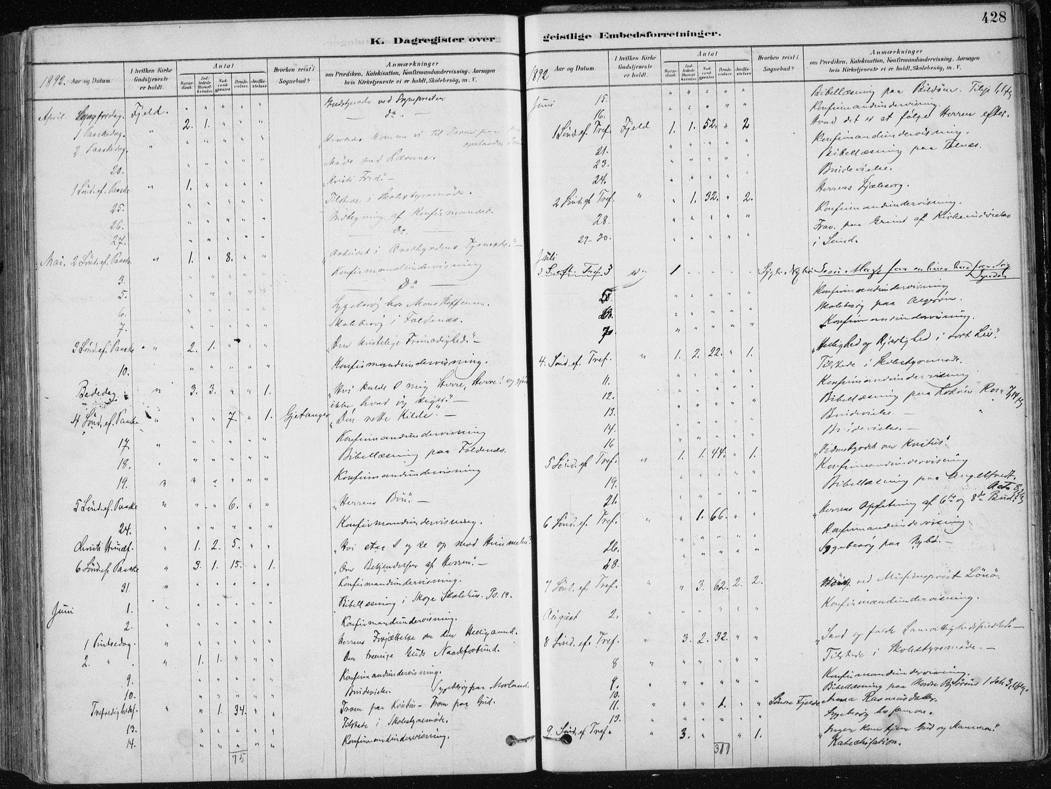 Fjell sokneprestembete, SAB/A-75301/H/Haa: Parish register (official) no. A  8, 1878-1898, p. 428