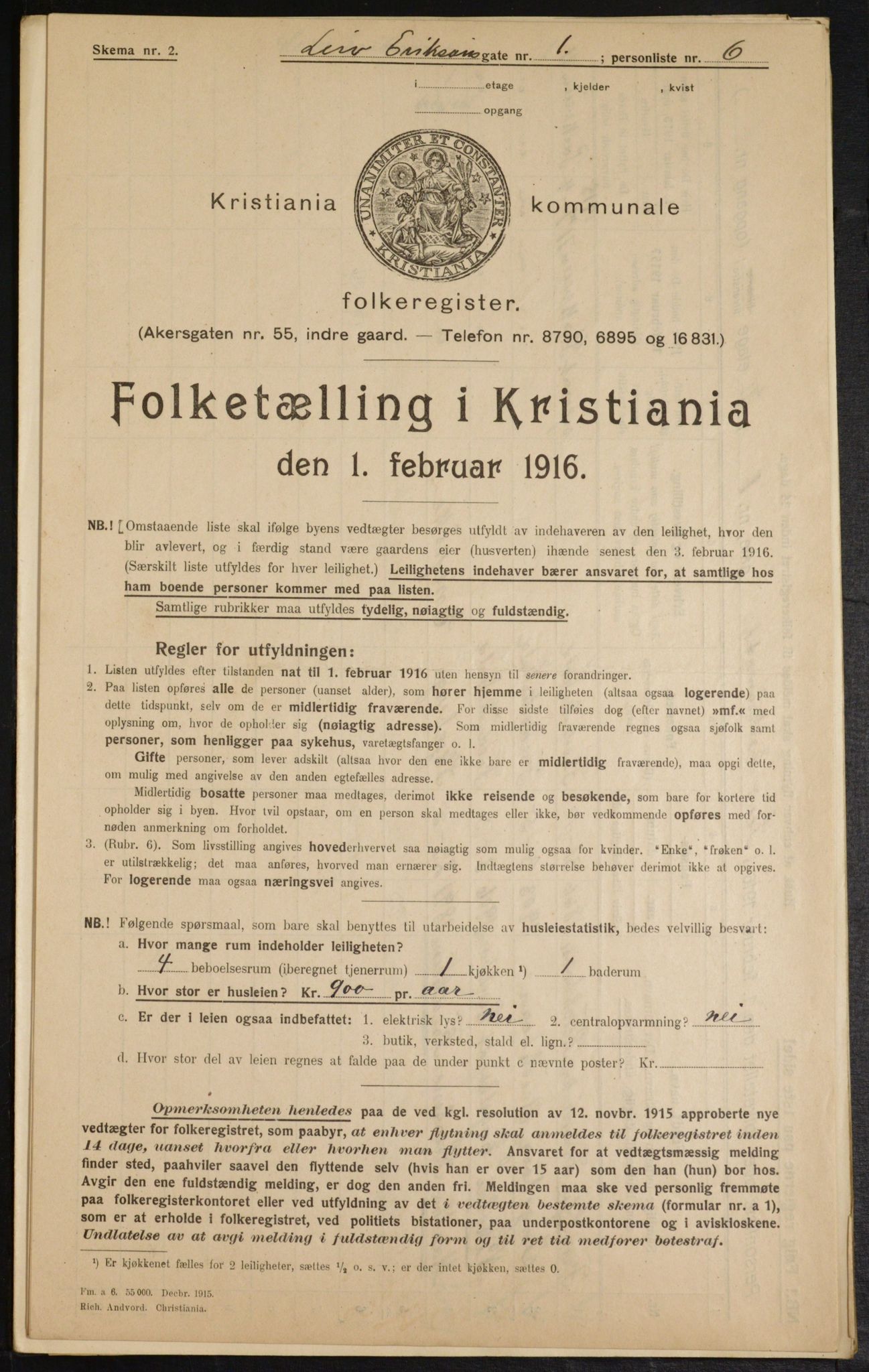 OBA, Municipal Census 1916 for Kristiania, 1916, p. 58737