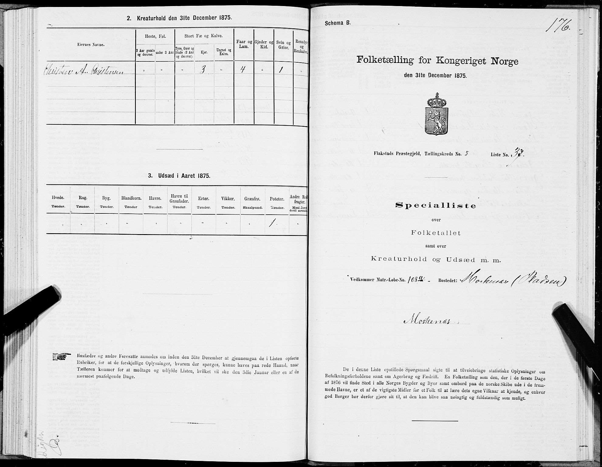 SAT, 1875 census for 1859P Flakstad, 1875, p. 2176