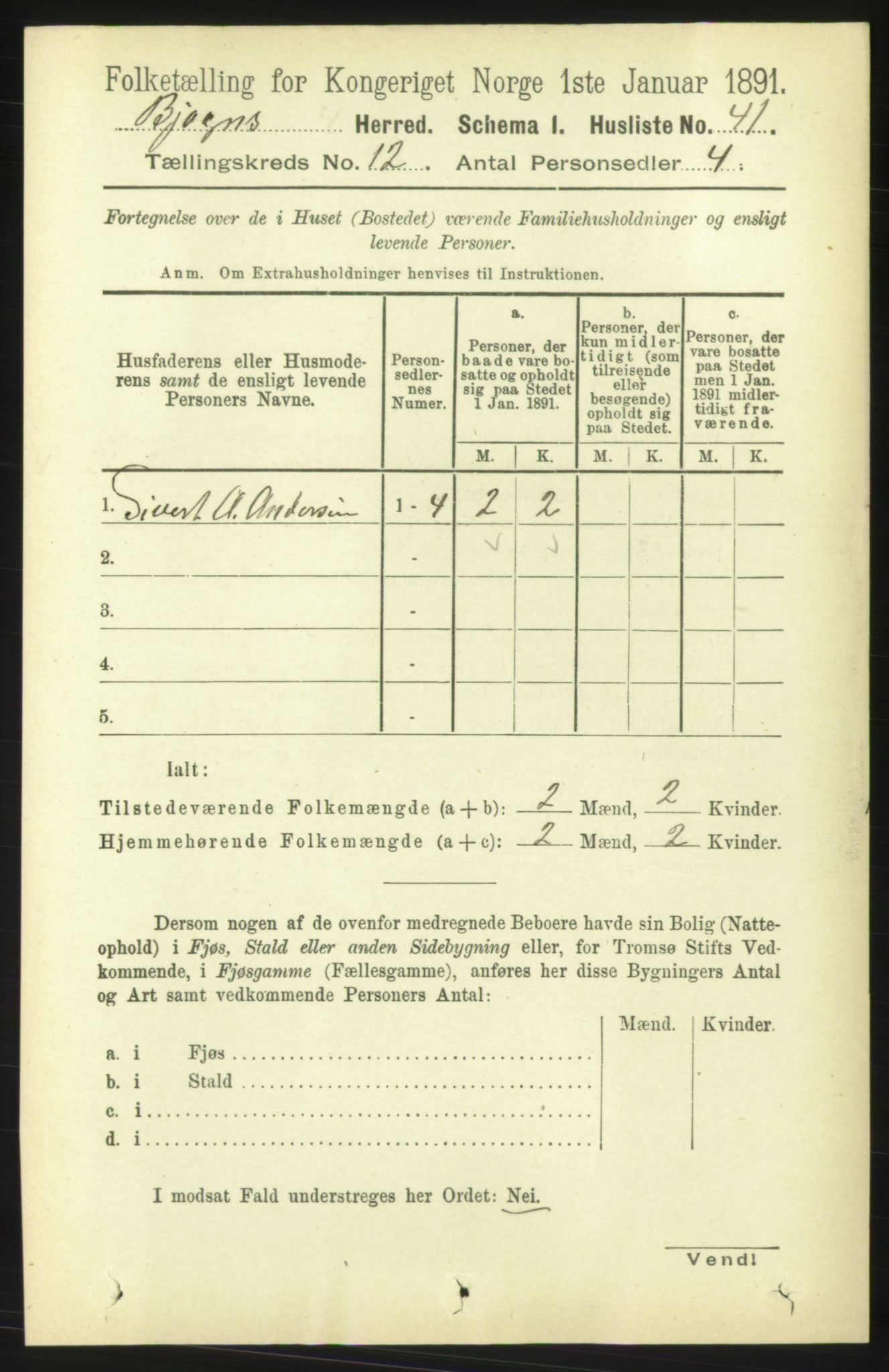 RA, 1891 census for 1627 Bjugn, 1891, p. 3484