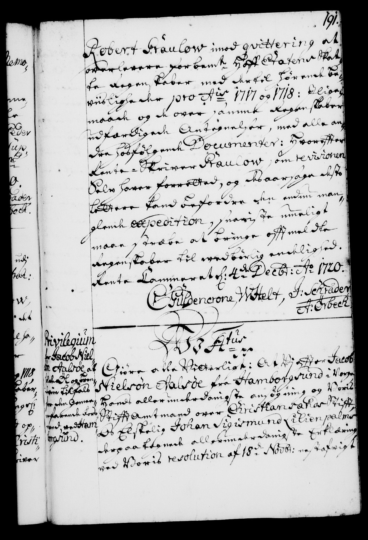 Rentekammeret, Kammerkanselliet, RA/EA-3111/G/Gg/Gga/L0001: Norsk ekspedisjonsprotokoll med register (merket RK 53.1), 1720-1723, p. 191