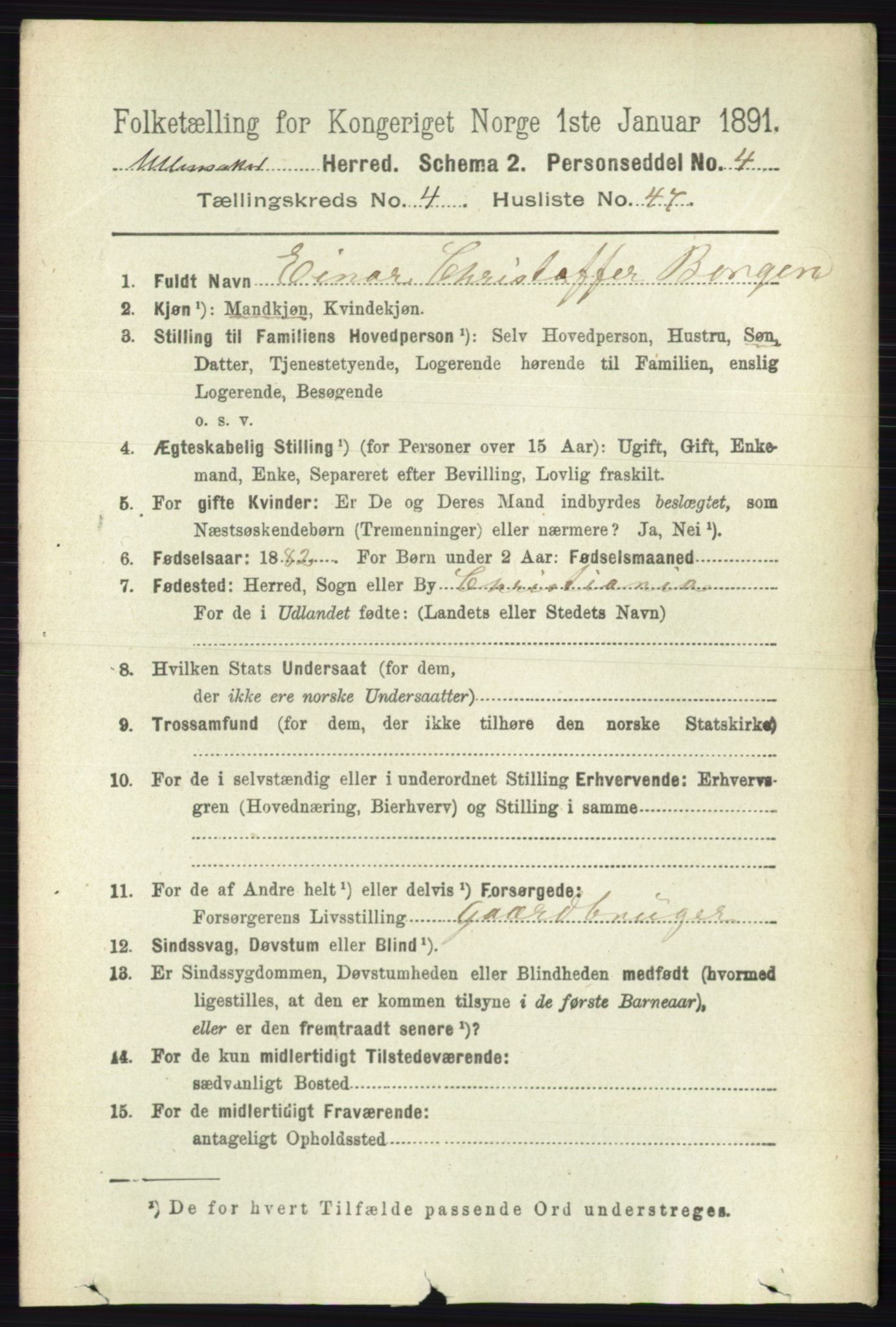 RA, 1891 census for 0235 Ullensaker, 1891, p. 1755