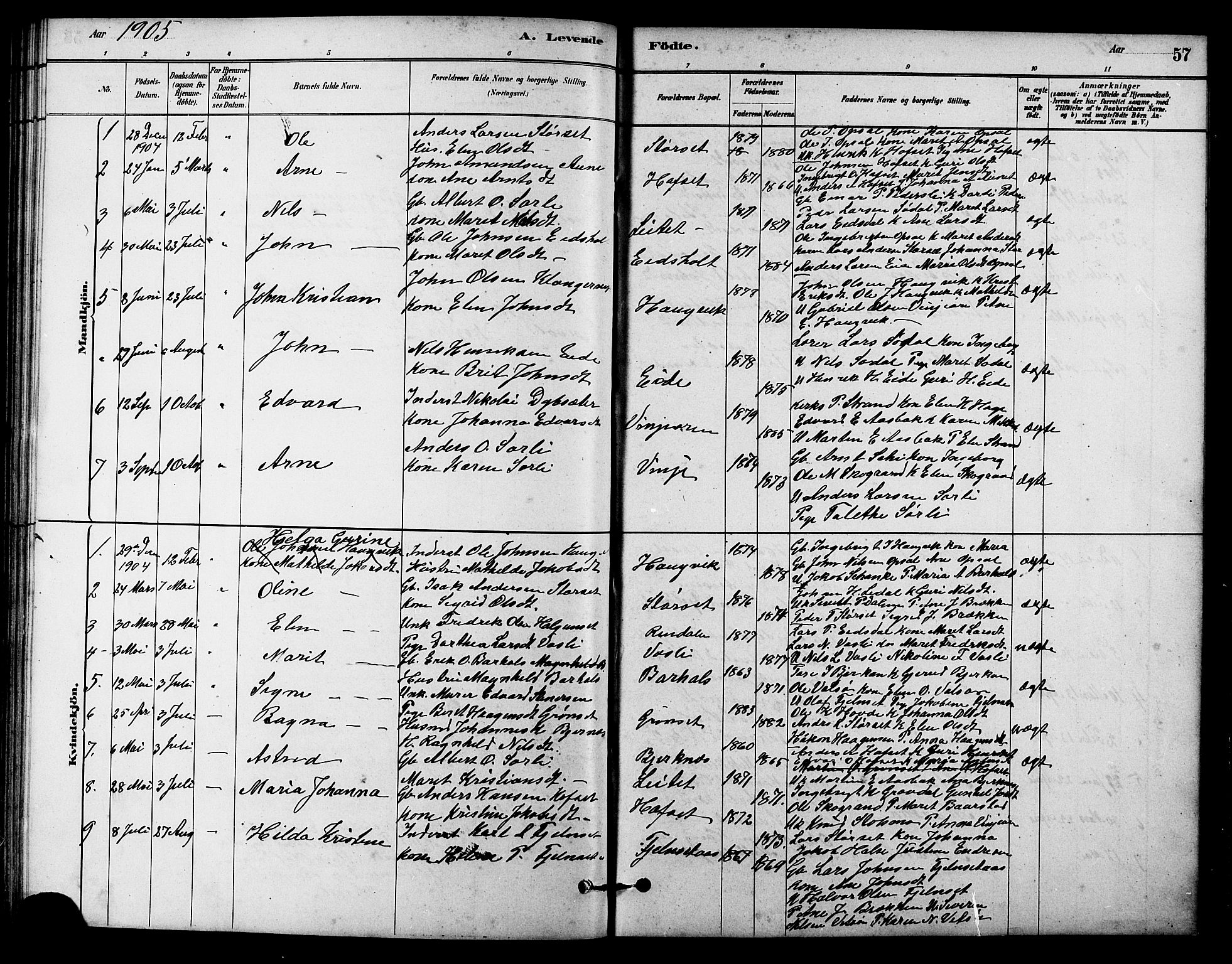 Ministerialprotokoller, klokkerbøker og fødselsregistre - Sør-Trøndelag, SAT/A-1456/631/L0514: Parish register (copy) no. 631C02, 1879-1912, p. 57