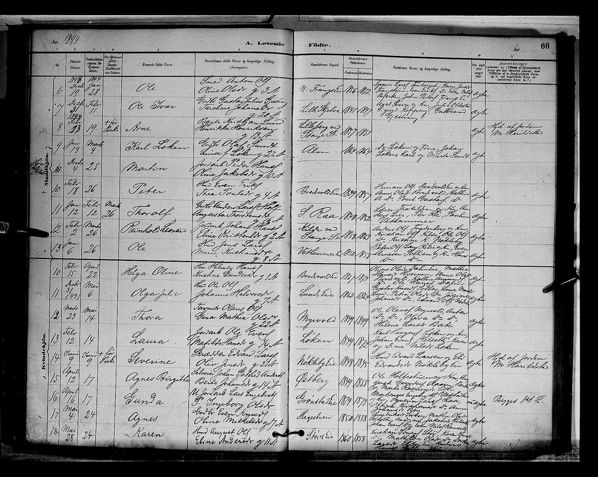 Stange prestekontor, AV/SAH-PREST-002/L/L0009: Parish register (copy) no. 9, 1883-1899, p. 66